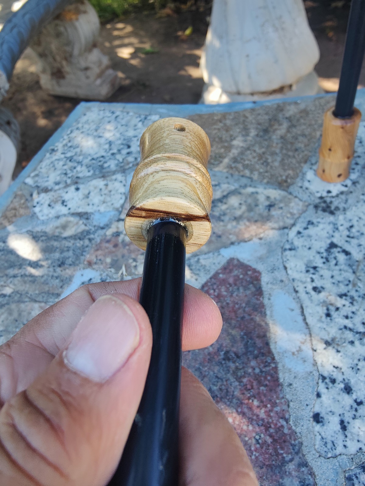 Bushcraft 5″ x 1/2 ” ferrocerium rod Black limba wood handle | | mischmetal