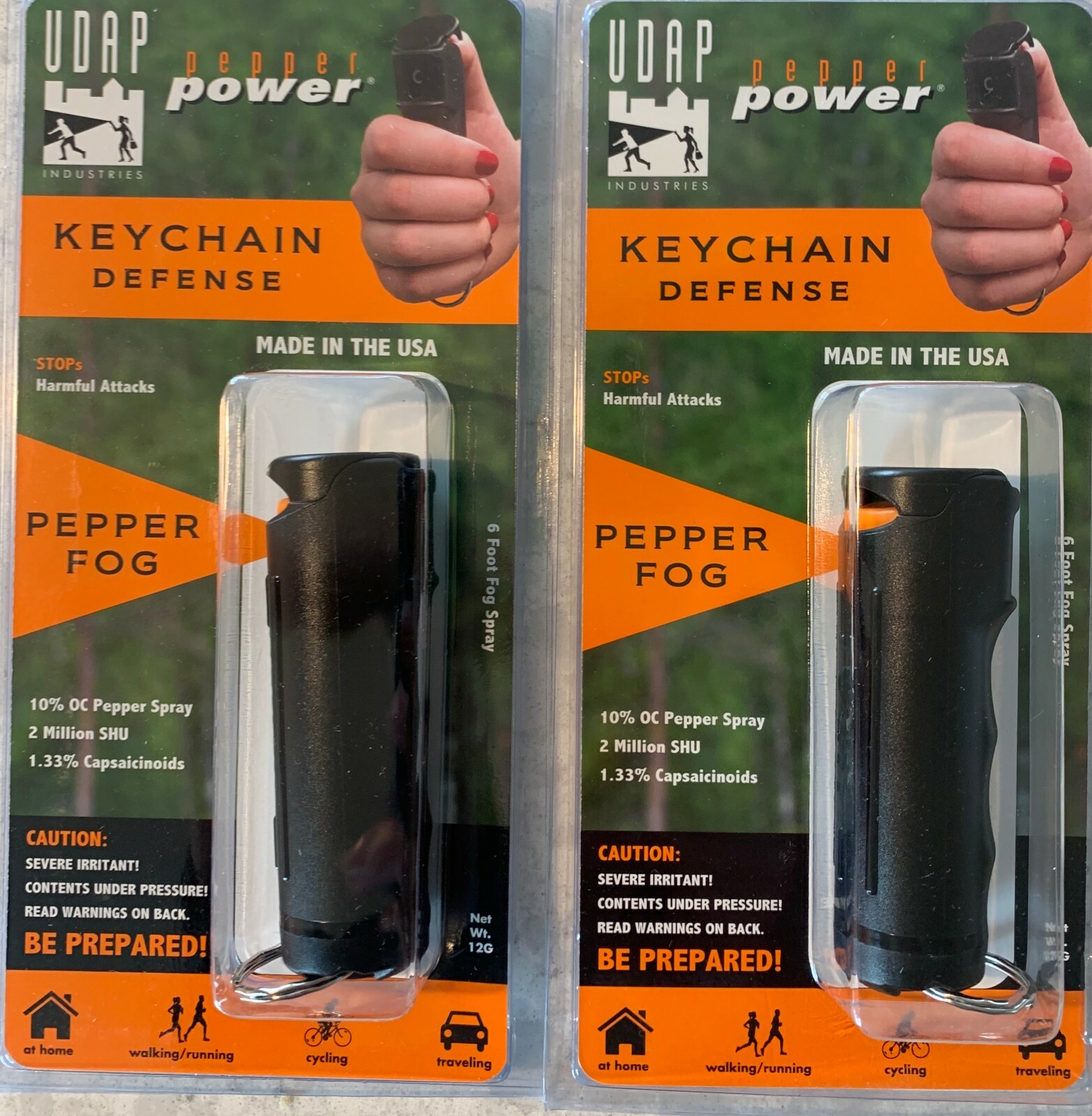 2 UDAP Pepper Power Pepper Spray Self Defense Keychains