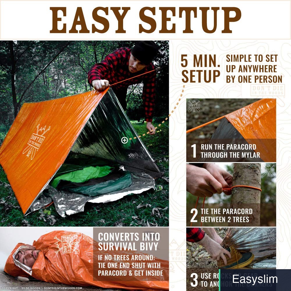 Emergency Mylar Survival Tent Paracord Tube Camping Outdoor Gear