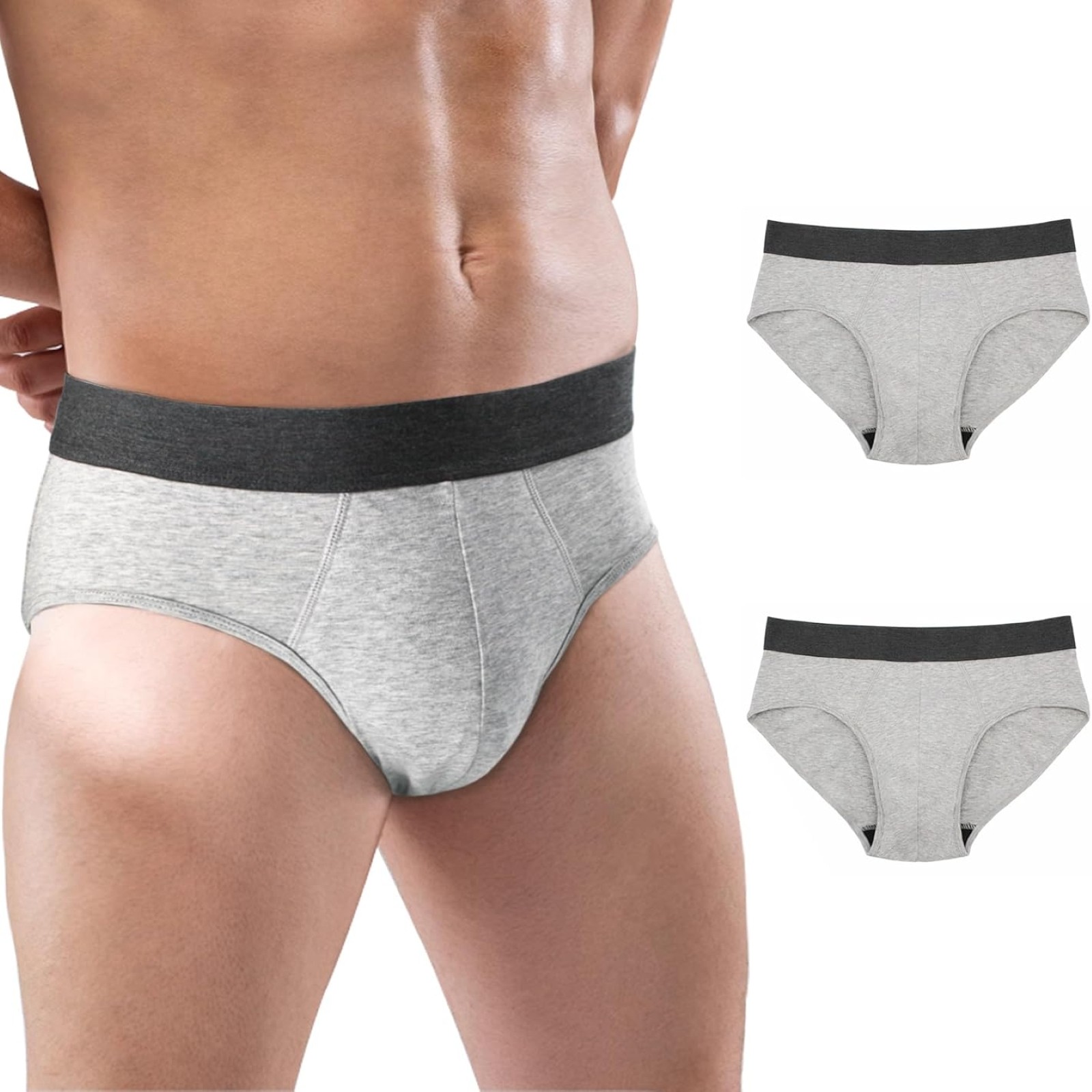 BATTEWA Mens Incontinence Underwear 2-Pack, Men (2X-Large, Gray), Fast Ship