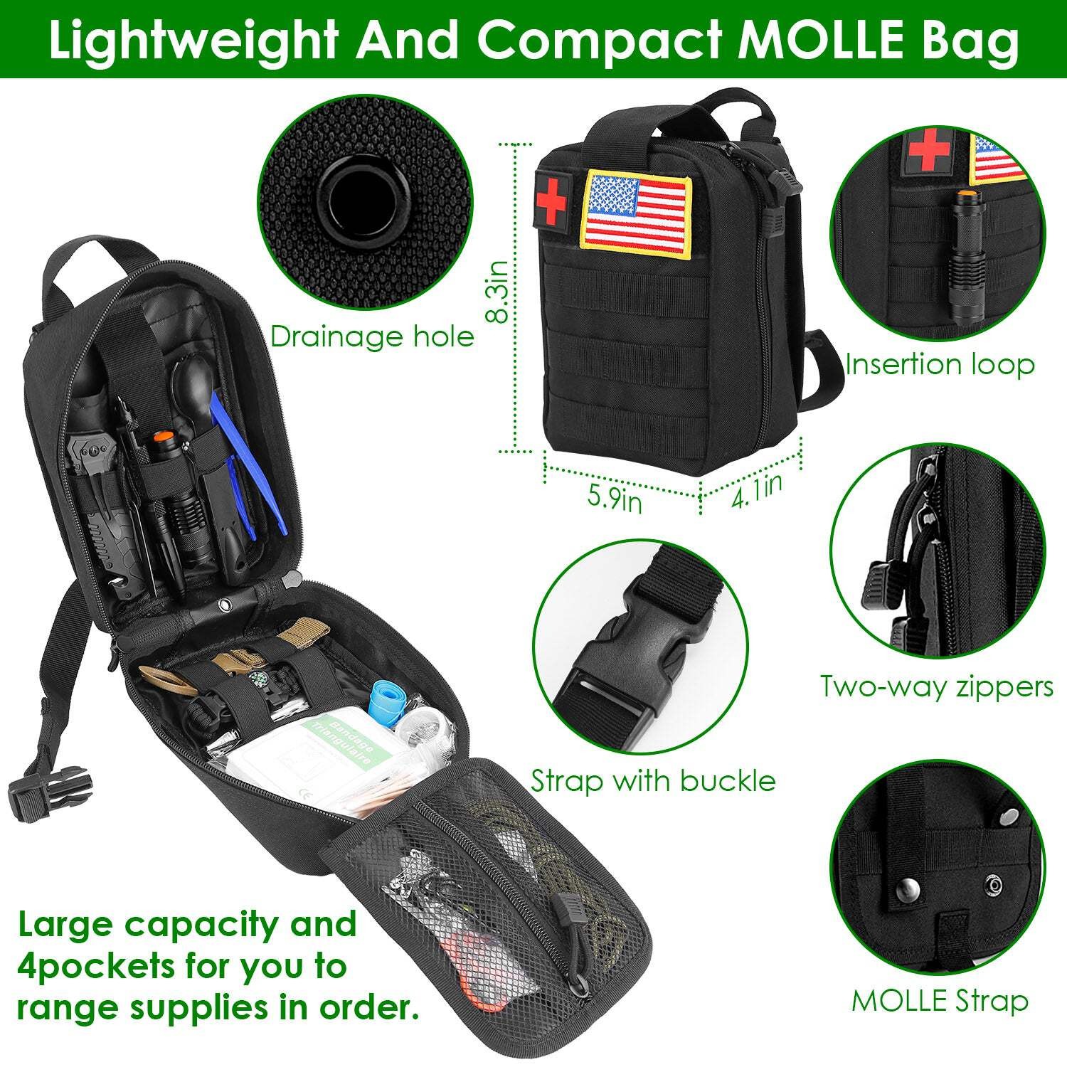 47Pcs Emergency Survival Kit Survival EDC Gear Equipment Tool First Aid Supplies
