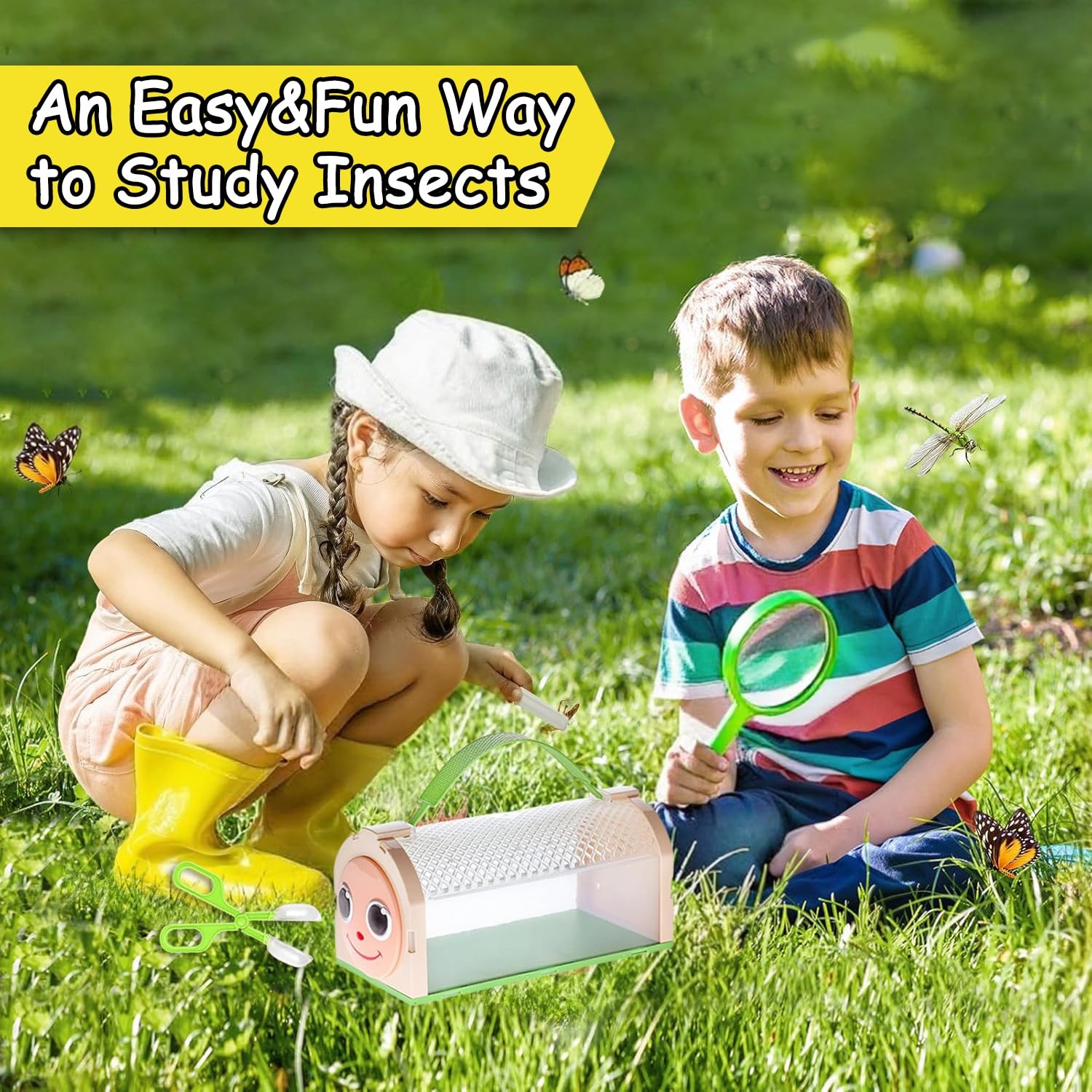 Insect Catcher Set for Kids, Insect Observation Box with Carry Handle and a…