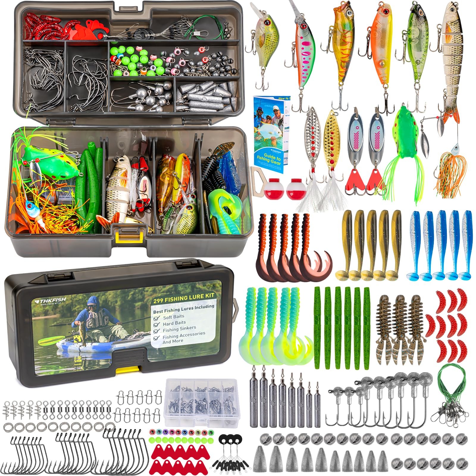THKFISH Fishing Lures Kit, Bass Gear Kit for 299pcs Tackle Box
