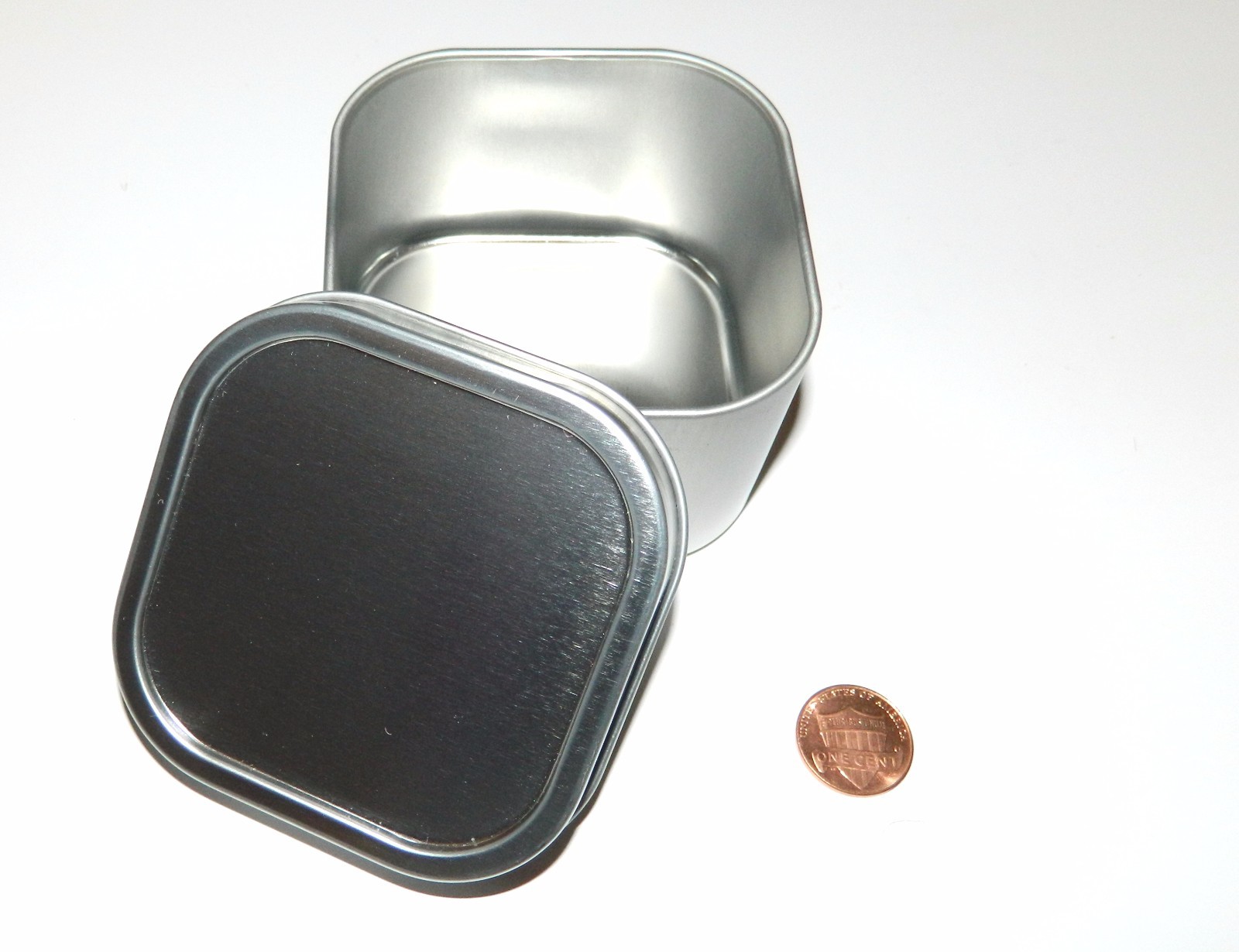 8-oz Square Slip On Lid Survival Metal Tin Can Container Box Kit Use With Crafts