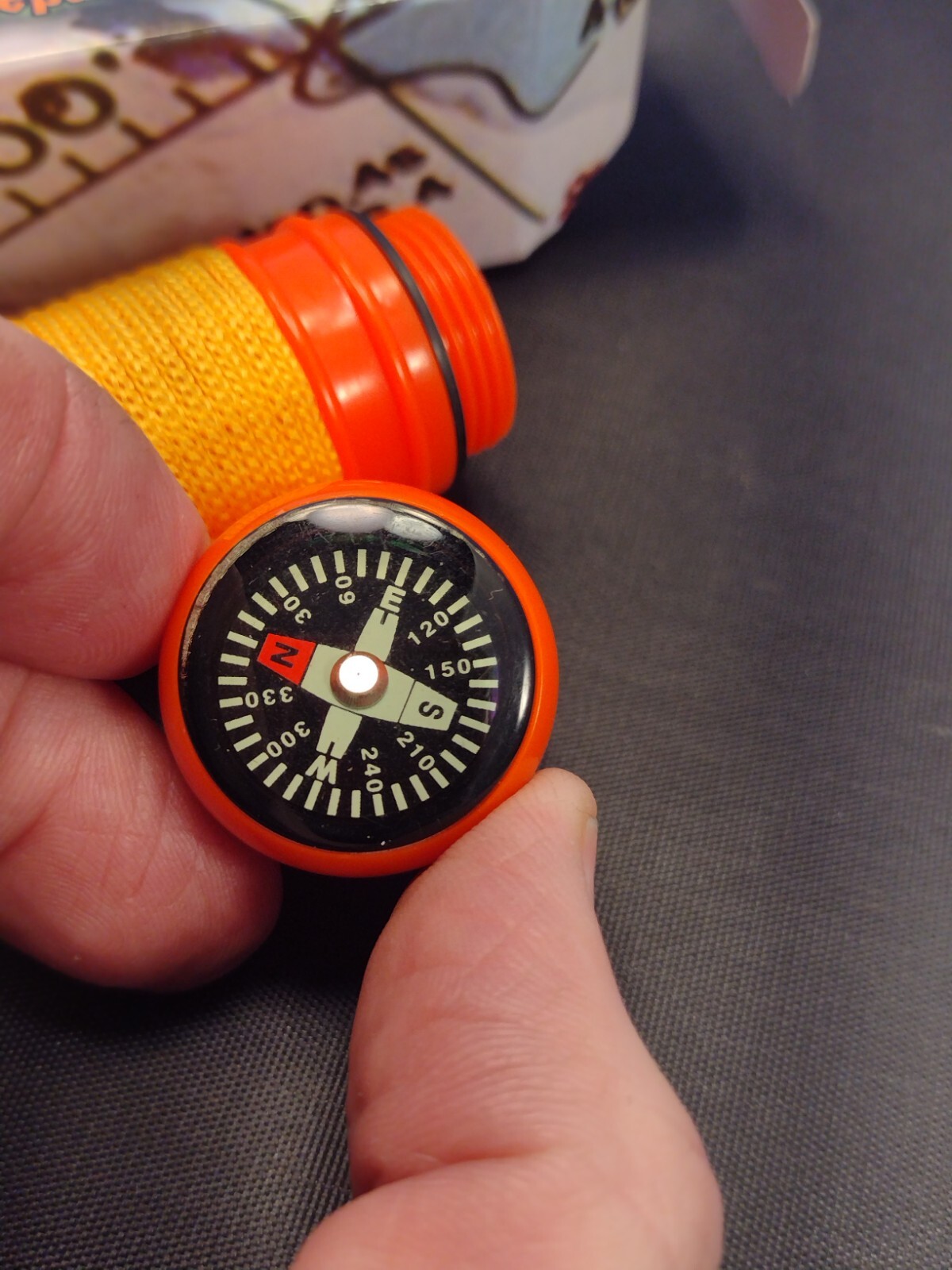 Orange Survival Whistle Compass Water Proof Matches Holder Mirror Strike Strip