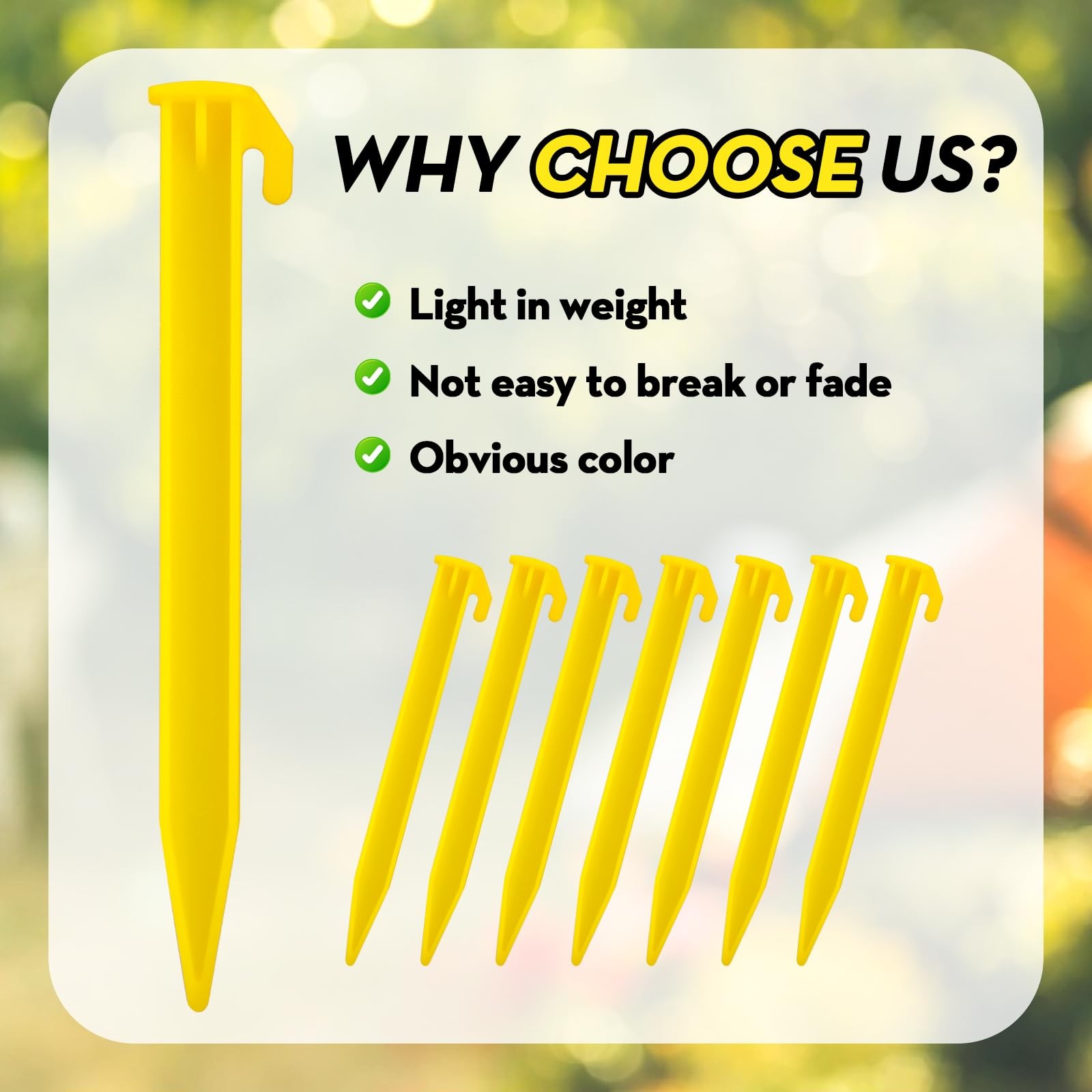 16 PCS Plastic Tent Stakes,5.7 Inch Pegs Serrated Edges Heavy Duty Yellow