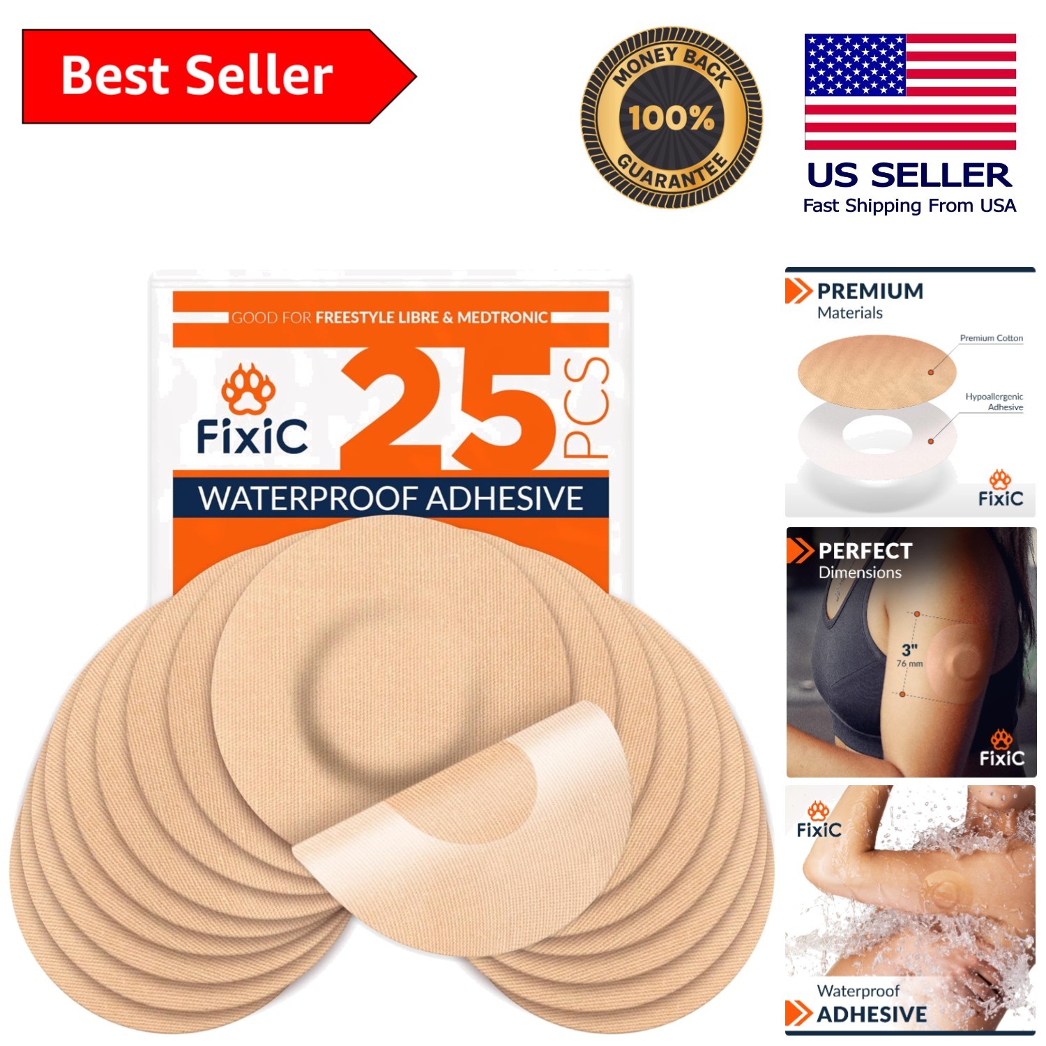 25 Hypoallergenic Adhesive Patches for Libre & Guardian Sensors – Long-Lasting