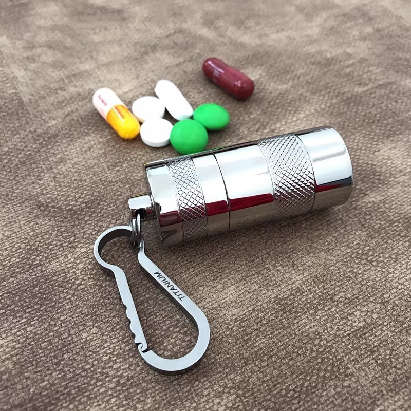 Titanium Portable Waterproof Storage Pill Case Box Capsule Seal Container Tank