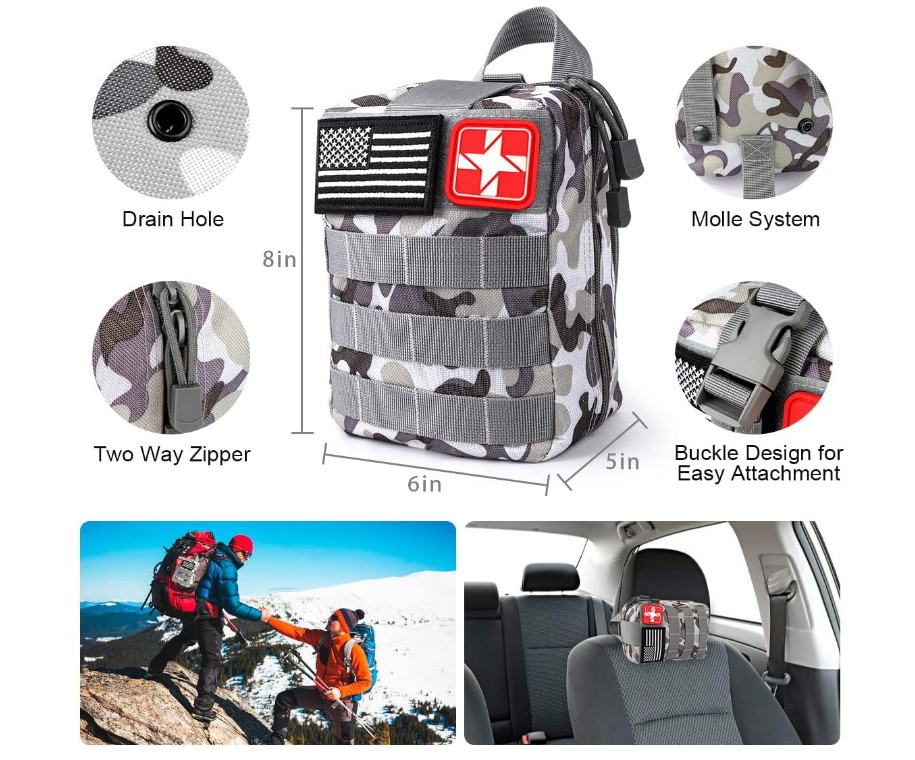 Emergency Survival Kit Bag First Aid Bug out Tactical Prepper Kit 222 Pcs Bag