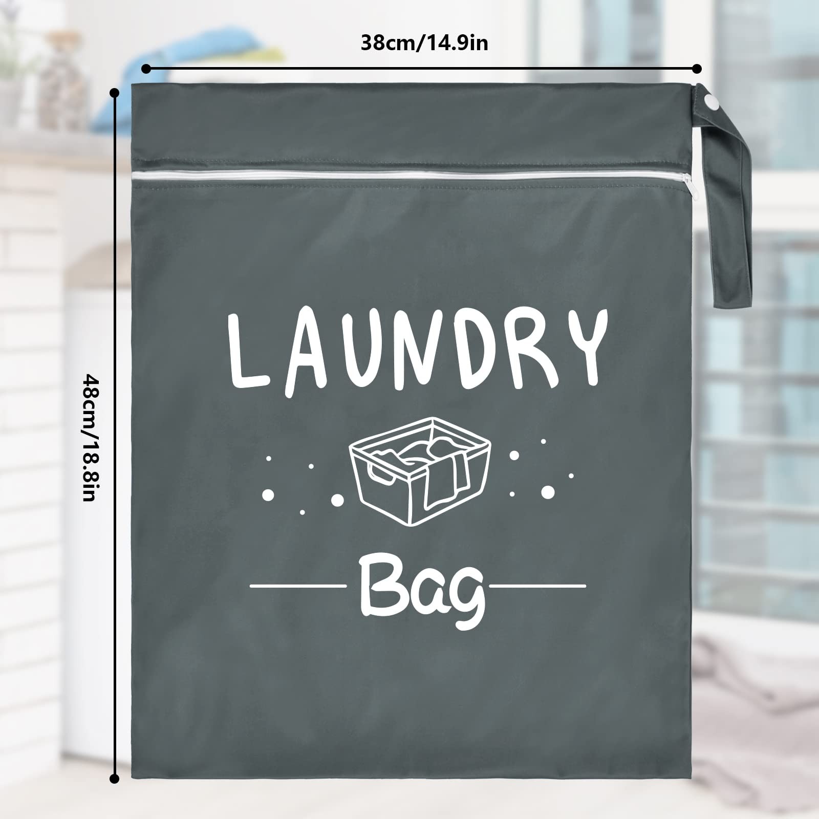 2 Pcs Large Travel Laundry Bags – Waterproof Wet/Dry, 14.9 x 18.8, Green+Grey