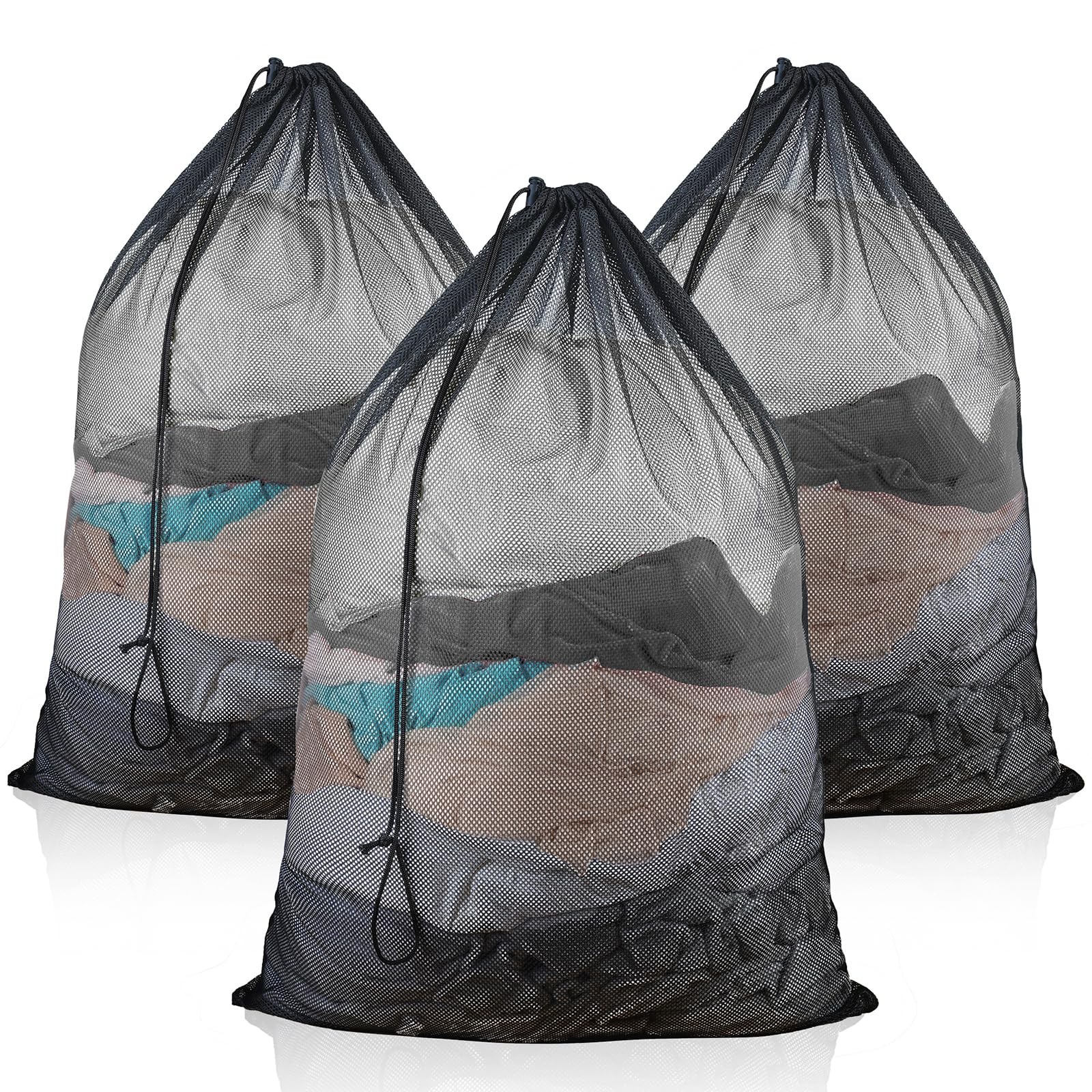EyvirQic 3 Pack Large Mesh Laundry Bag, 24 x 36 Inch Wash Large, black
