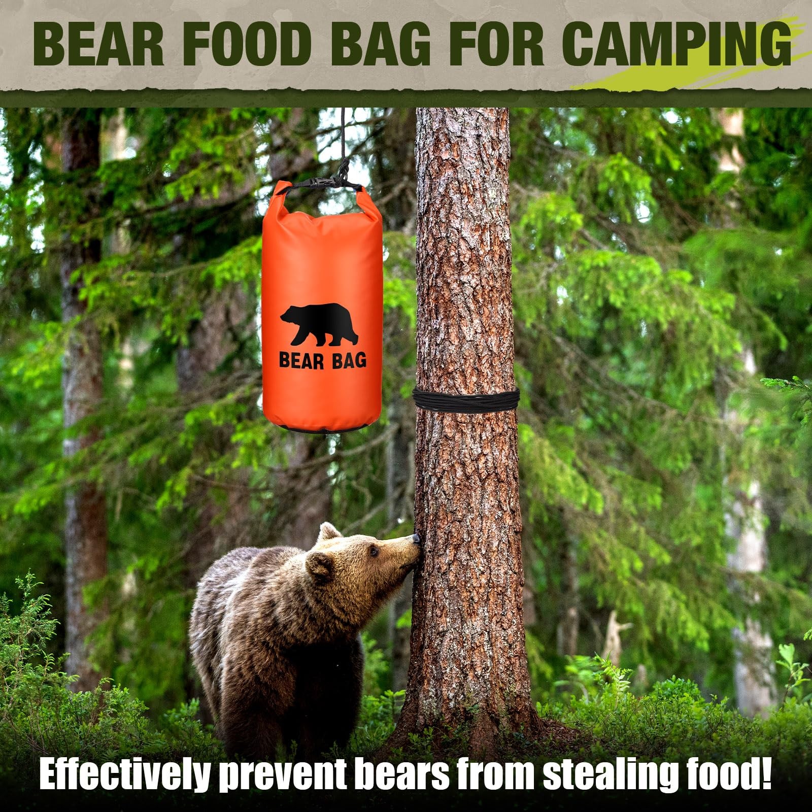 Ultralight Bear Food Bag for Camping Waterproof System with Ropes & Hooks