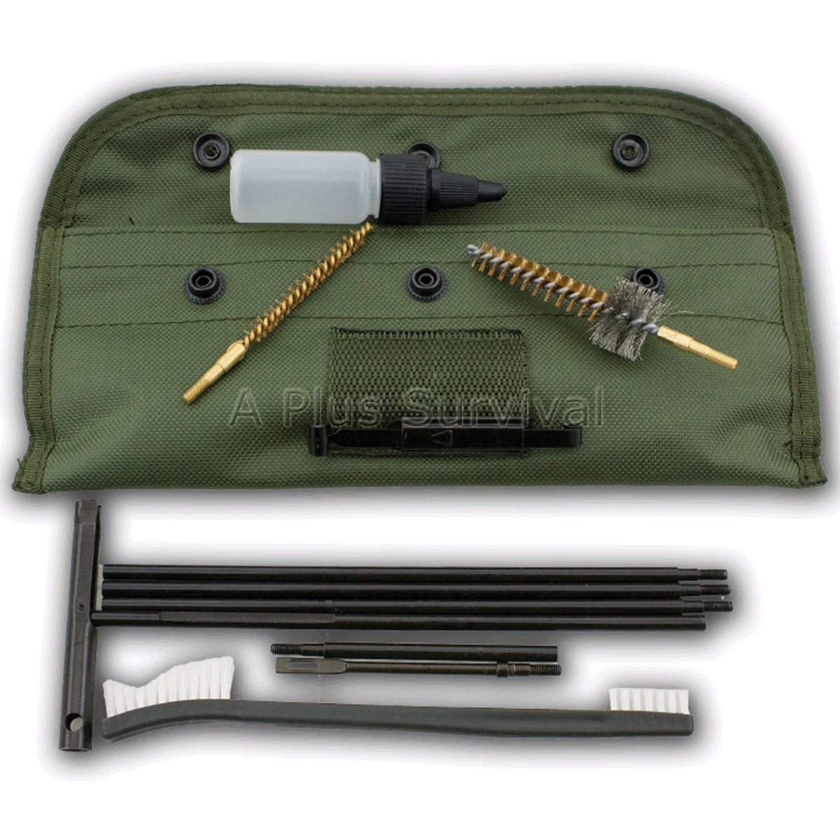 Compact Gun Cleaning Kit in Olive Drab Canvas Bag Case