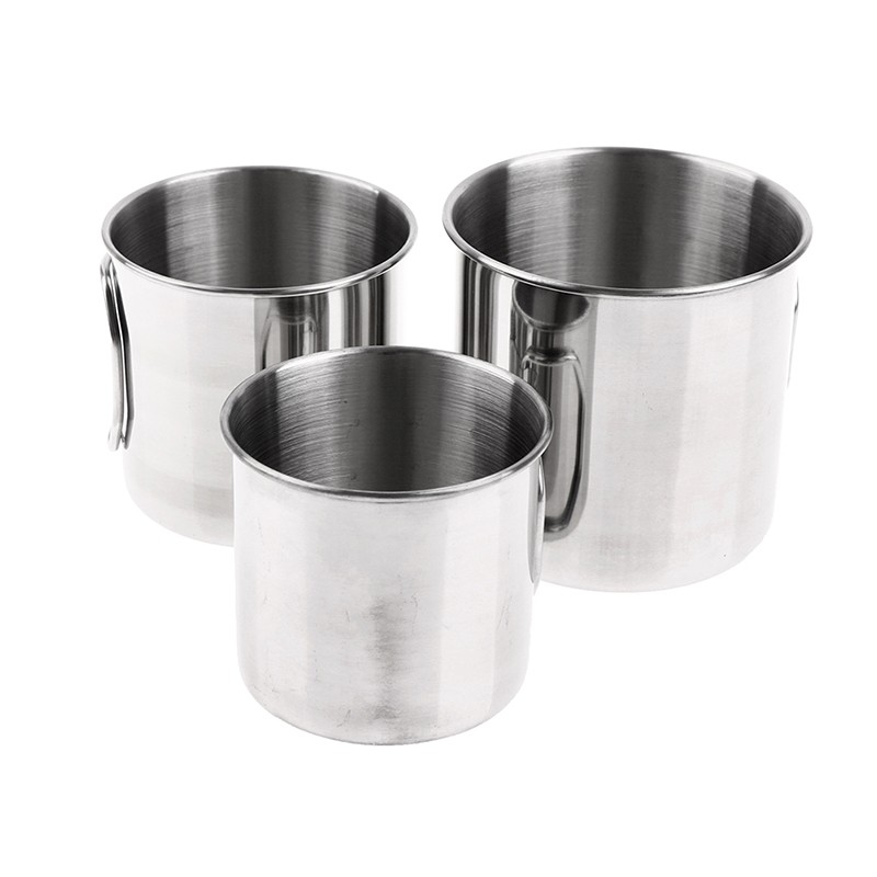Stainless Steel Folding Handle Cup Portable Carabiner Cup Outdoor Supplies