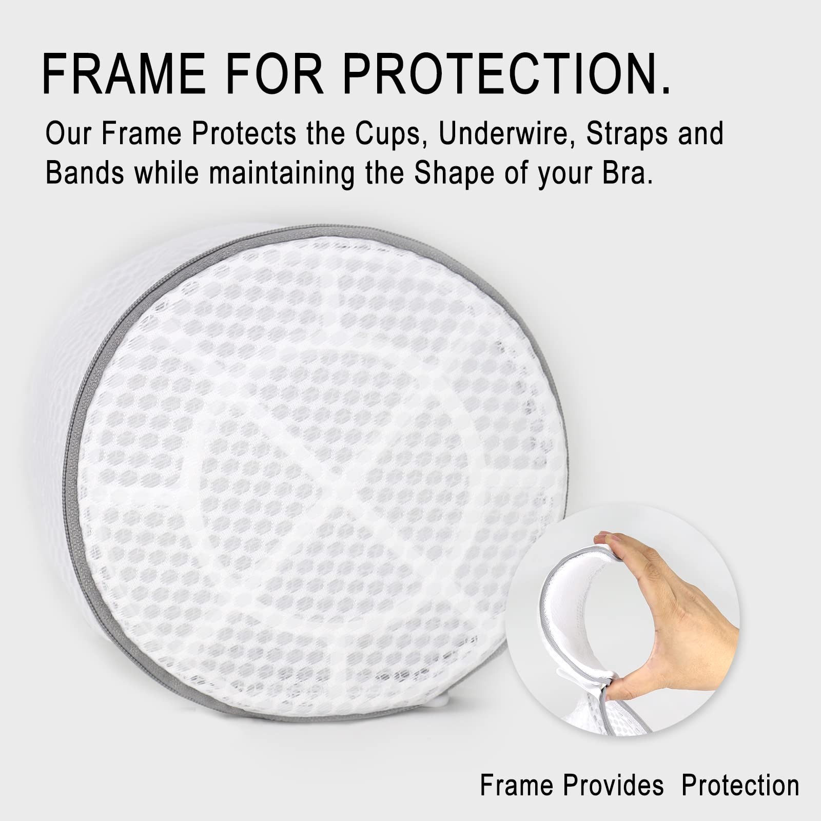 Muchfun 3Pcs Bra Wash Bags, Honeycomb Mesh Laundry Bags for 3 White