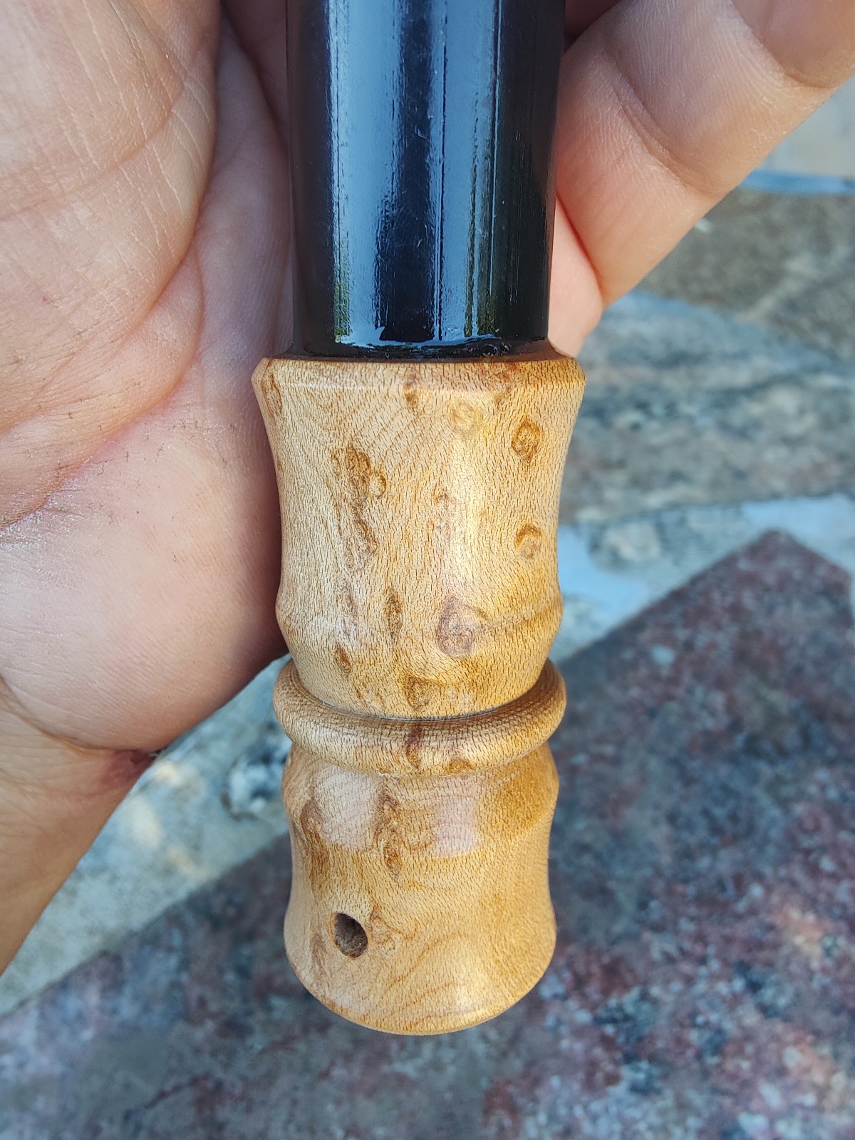 Bushcraft 5″ x 1″ ferrocerium rod with Birdseye maple wood handle | mischmetal