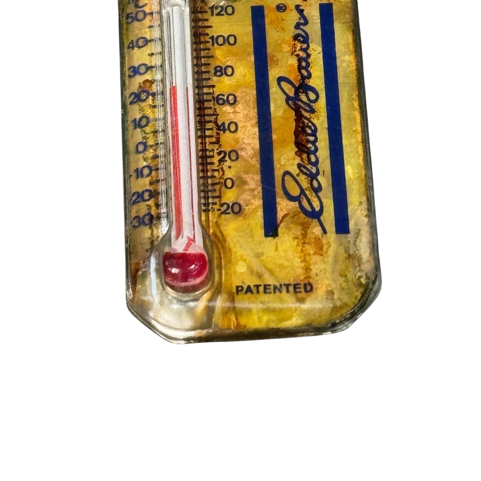 Vintage Eddie Bauer Thermometer Keychain Yellow Plastic Wind Chill Chart USA