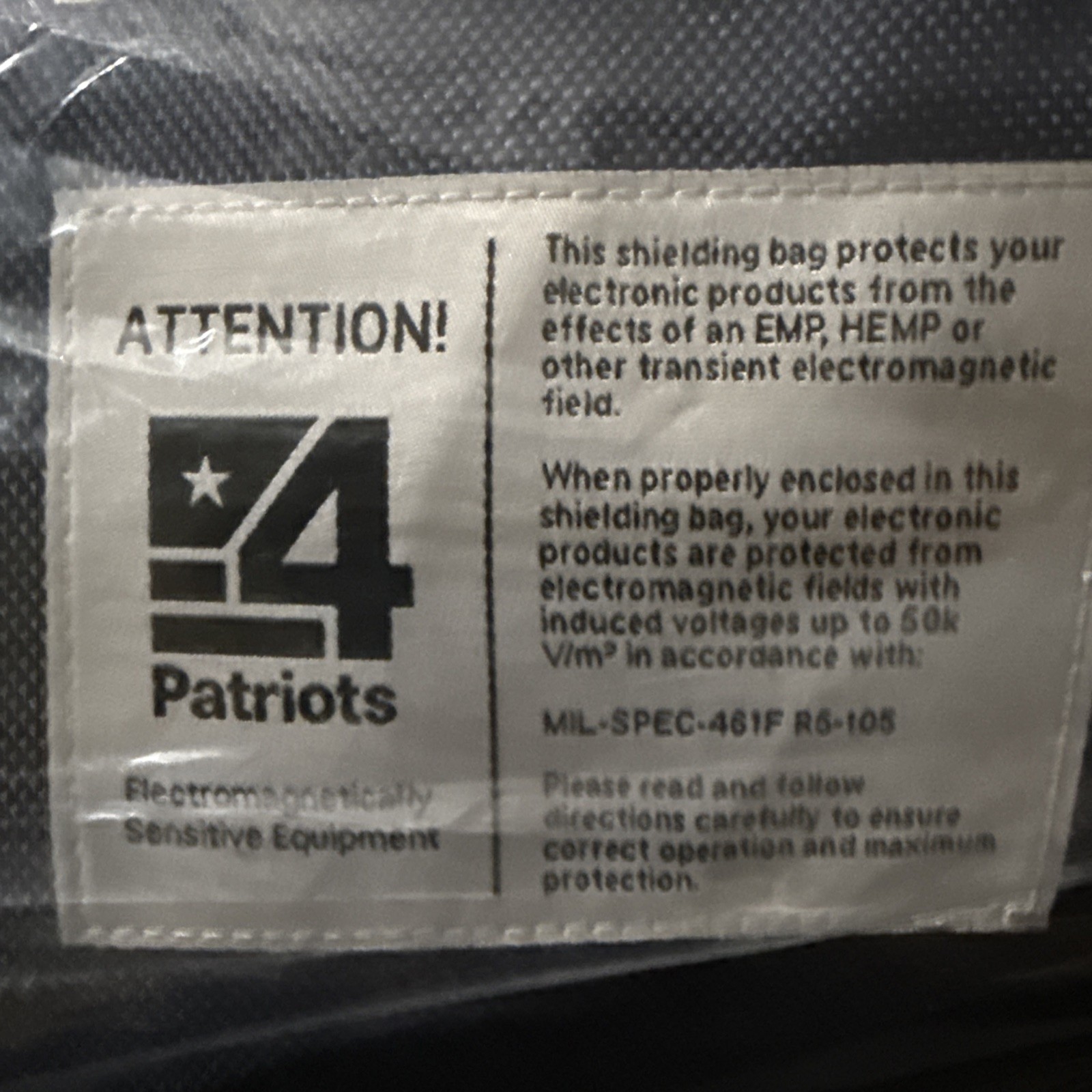 4Patriots EMP Protection Shielding Bag For Electronics Size XL 30X28 NEW