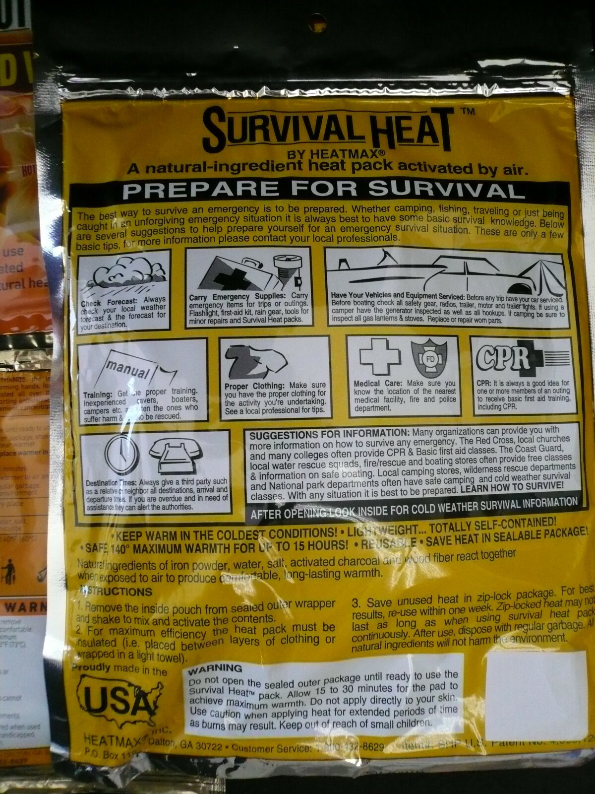 Lot of 18 Cold Weather Hand and Foot Warmer Survival Readiness Kits HMCWS12