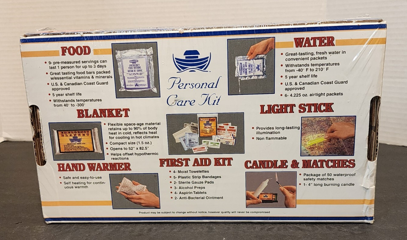 NEW SEALED – THE ARK Personal Care Survival Kit – Food Water Blanket First Aid