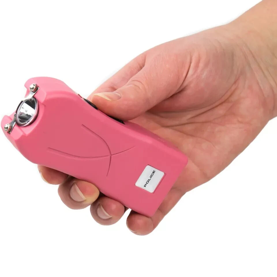 POLICE Stun Gun 398 Max Volt Mini Rechargeable LED Flashlight Pink