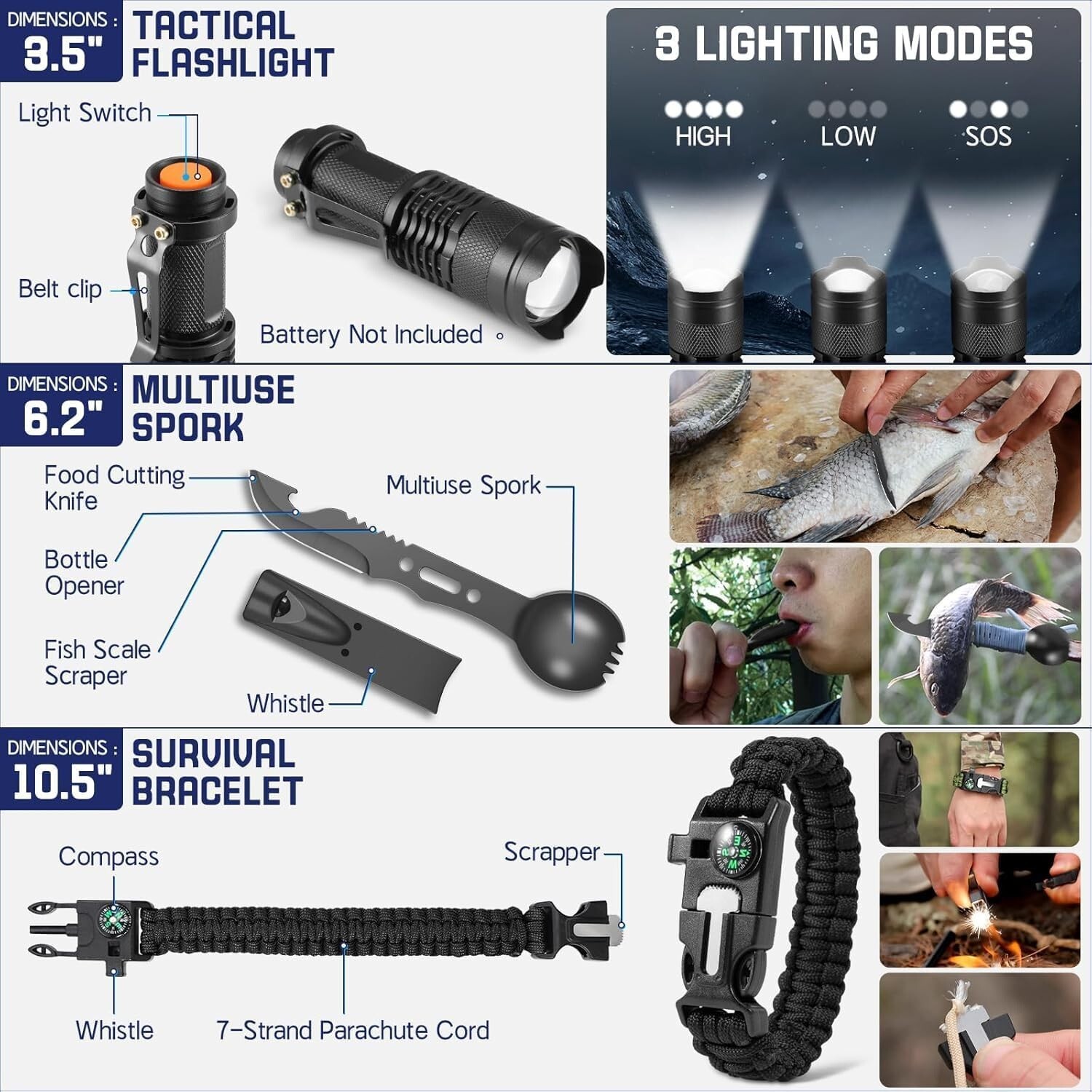 Survival Kit hunting/fishing crossbow. First aid, survival guide & much more!