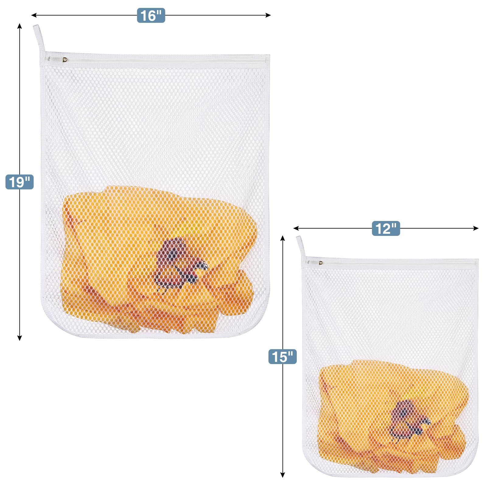 3 pcs Durable Honeycomb Mesh Laundry Bags for 2 Large X 1 Medium, White