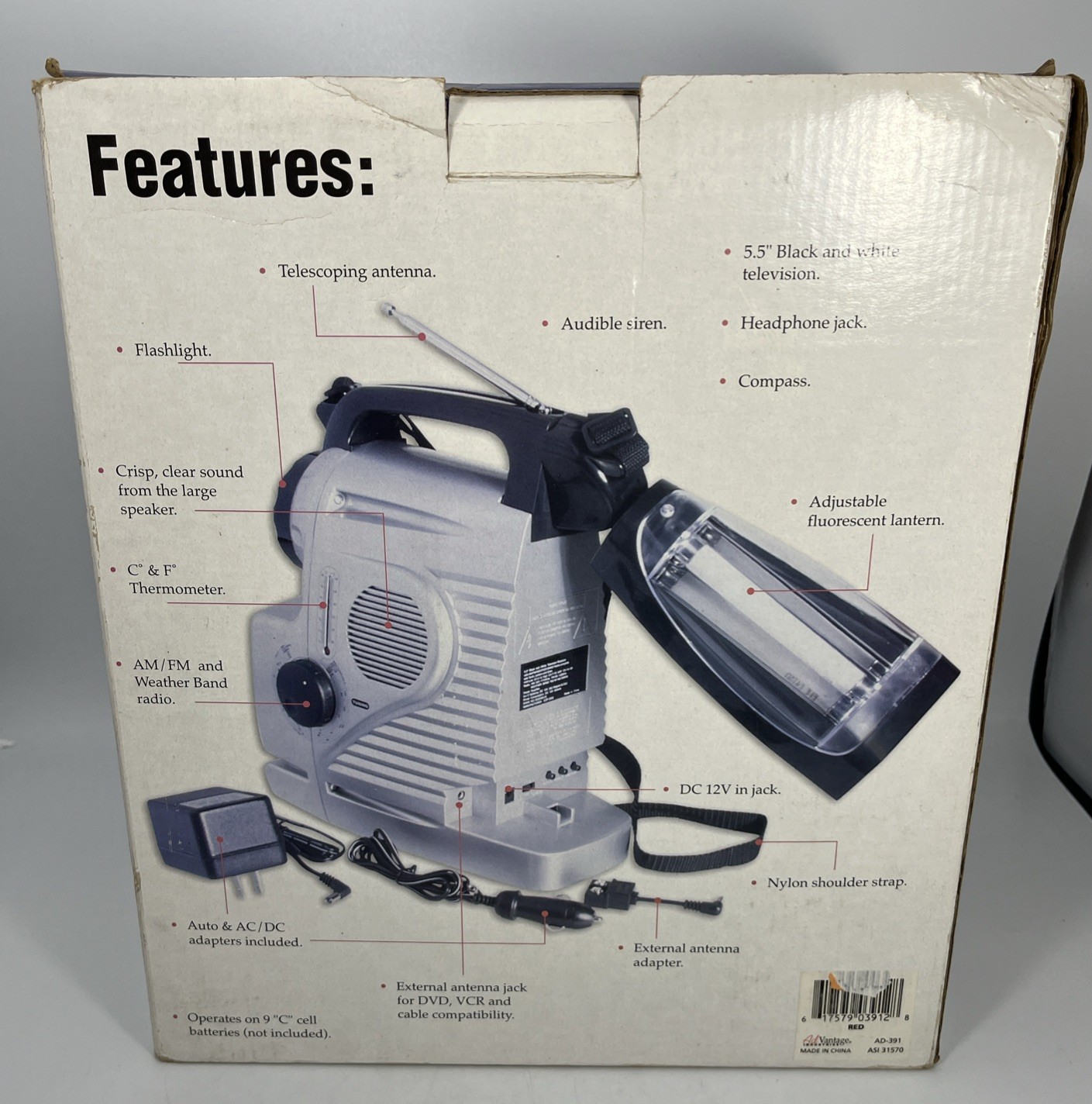 Advantage Industries Multi-Function Television & AM/FM/WB Radio W/ Lantern Siren