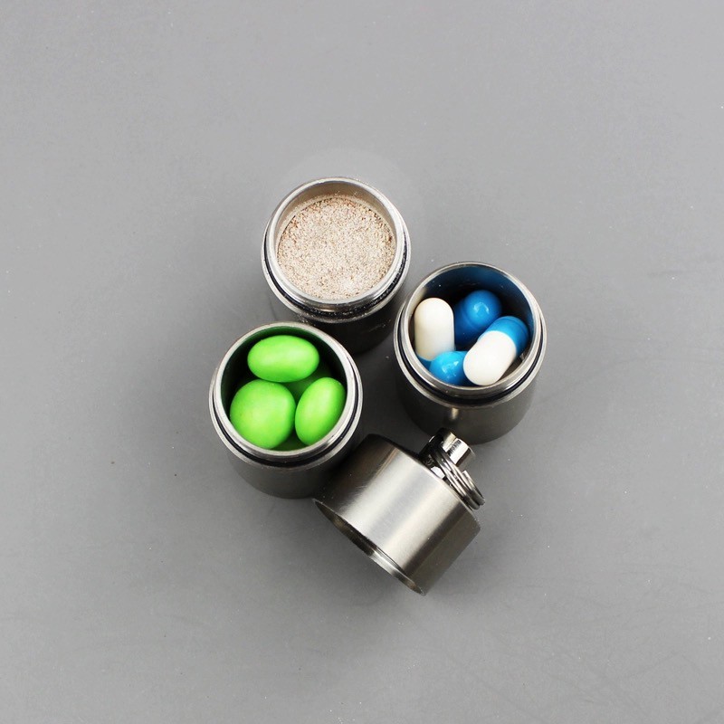 Titanium 3 Groups Storage Case Capsule Seal Container Keychain Outdoor EDC Tool