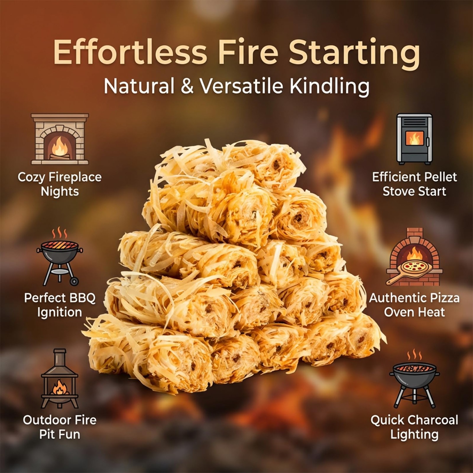 MAQIHAN 15PCS Quick Ignite Fire Starter – Rolls for BBQ