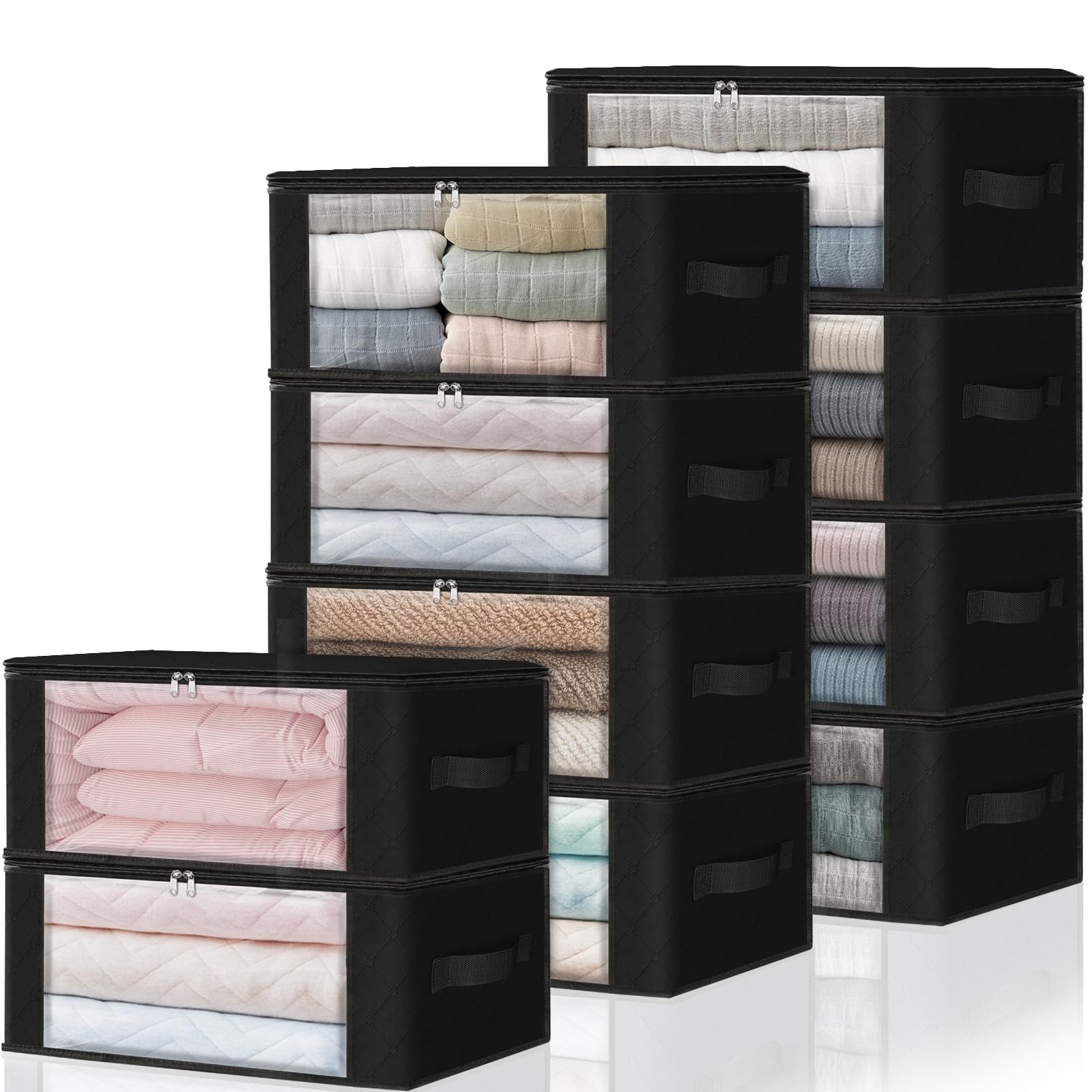 HomeHacks Storage 10-Pack Clothes Organizer Bags 10 Pack, Black