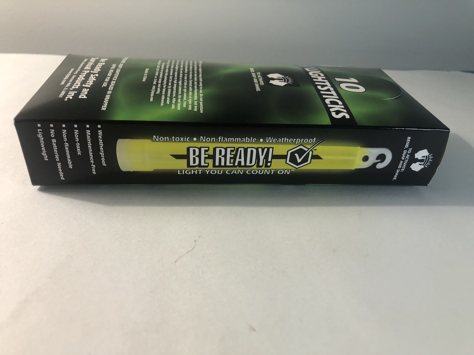 6″ Yellow Lightsticks (Pack of 10), BP-9-60074, 12 hours, Be Ready!