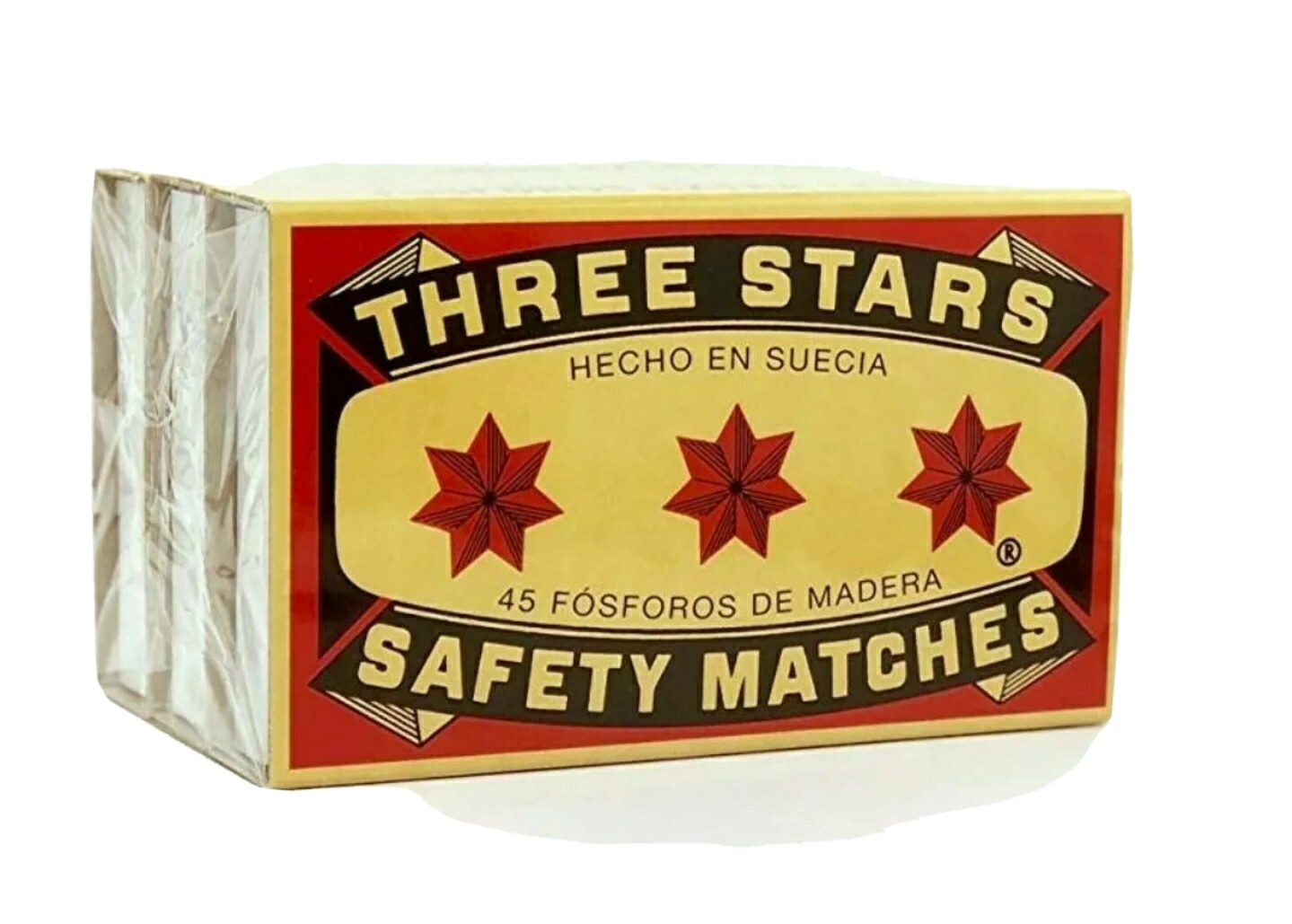 THREE STARS SWEDEN SAFETY MATCHES large 3.7 in/9.4cm
