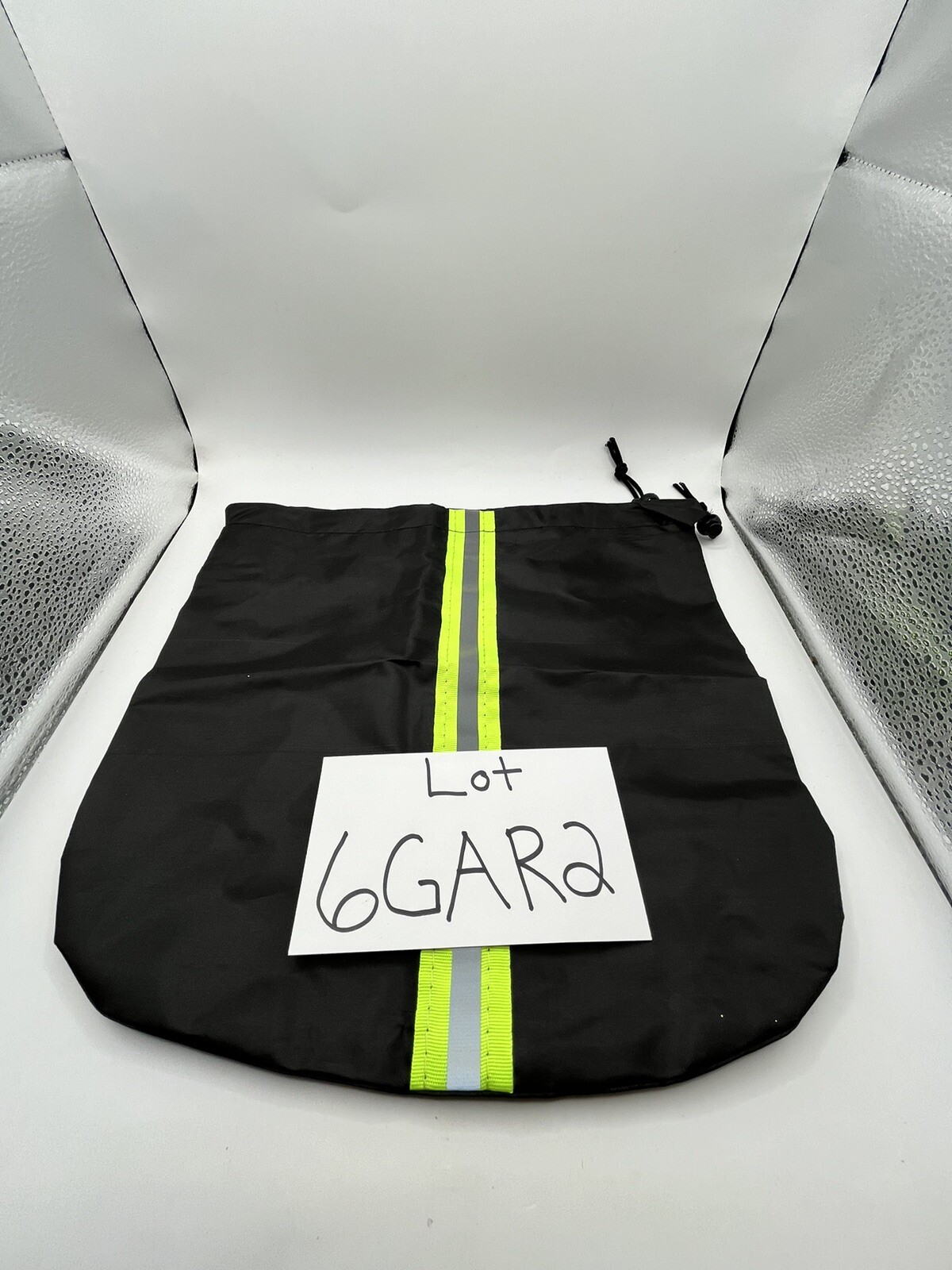 2X Drawstring Bag | Black With Yellow Reflective Strip 🧳 | 12 X 12.5 in