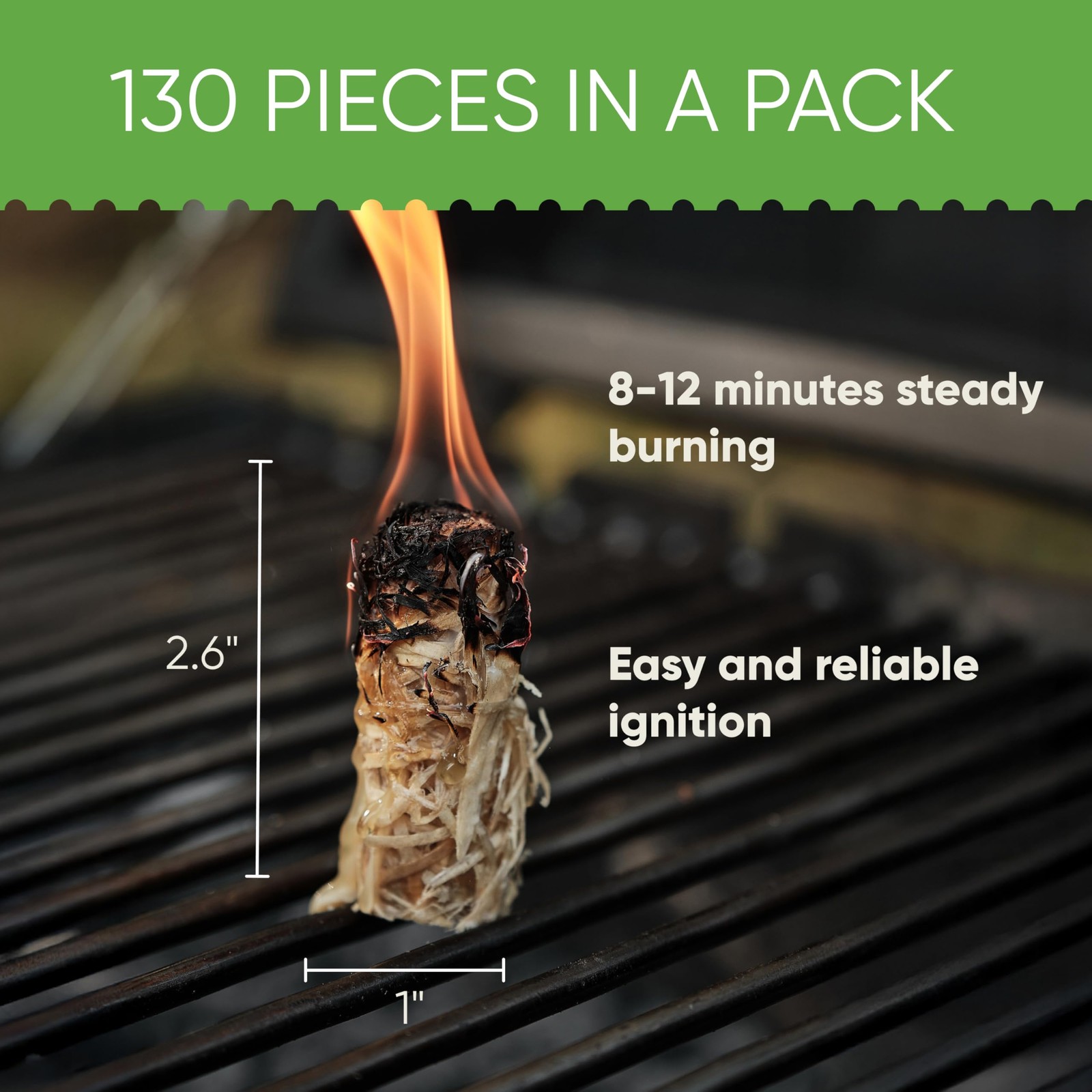 Inflame Fire Starters 130 pcs for Campfires, Grill, 130 pieces