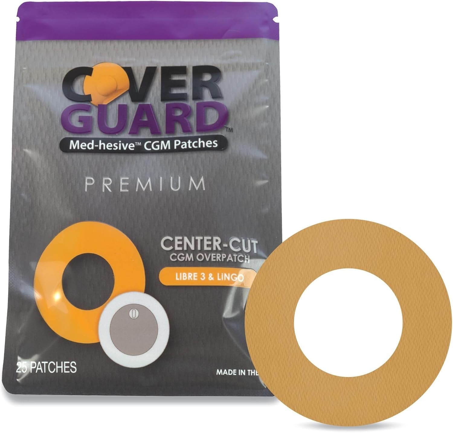 Tan CGM Overpatch 25 Count Anti Fray Waterproof for Active Lifestyles