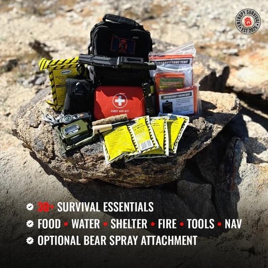 Entropy Survival Go Bag 30Piece Hiking Survival Kit with First Aid, Emergency…