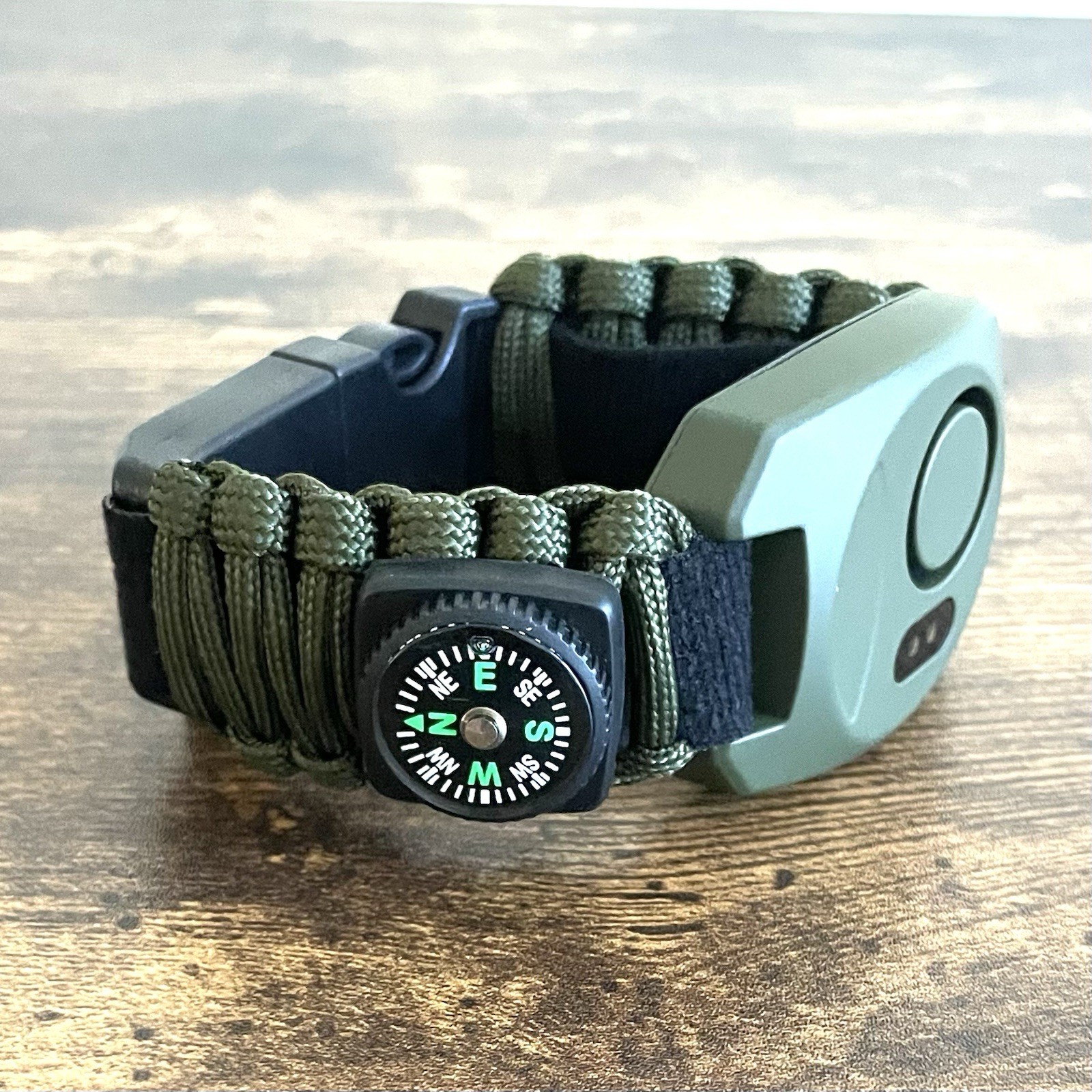 8-in-1 Survival Watch Personal Alarm With LED Flashlight, Fire Starter, Whistle