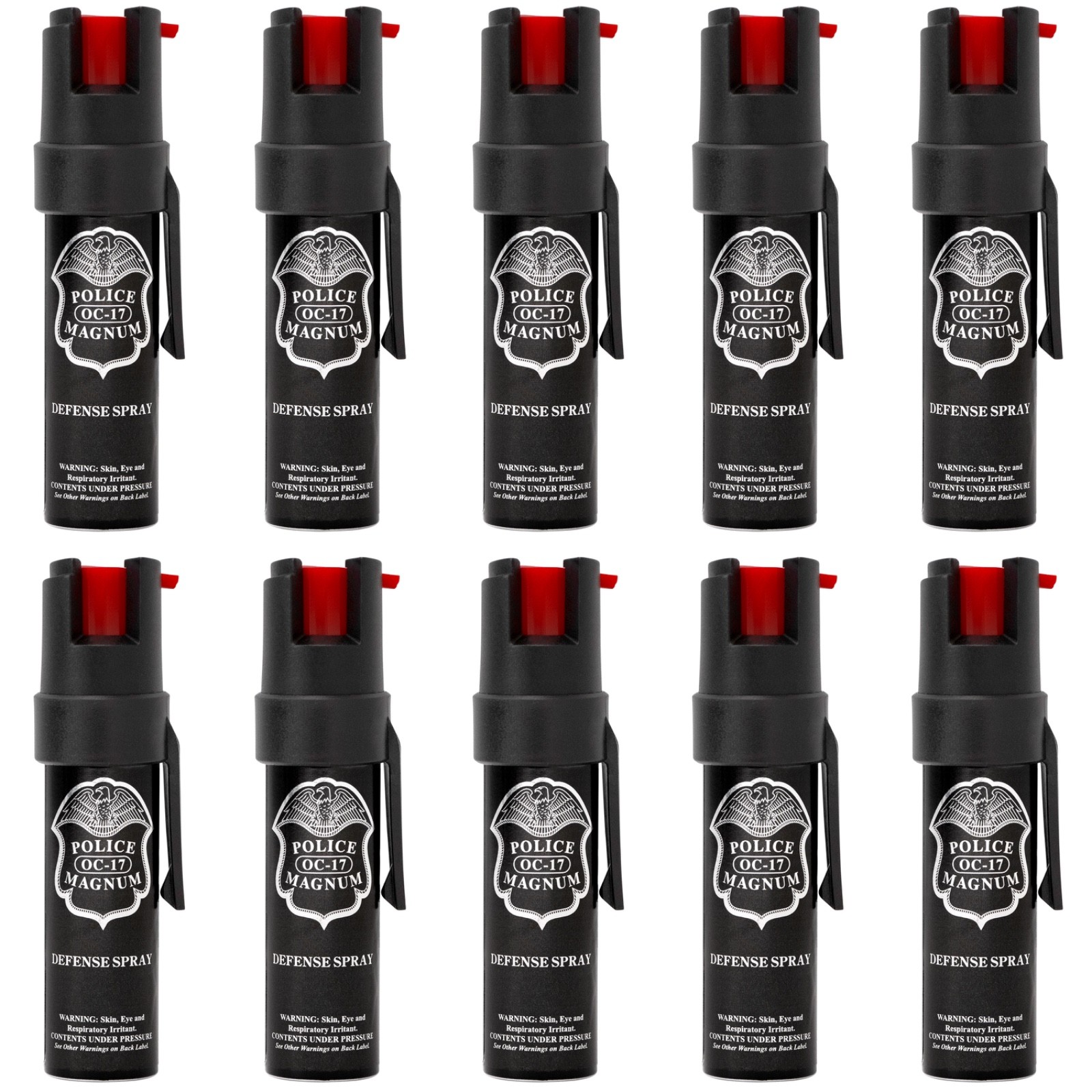 Police Magnum pepper spray bulk self defense security 10 pack 3/4oz Pocket Clips