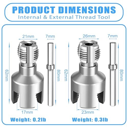 2 PCS 2-in-1 PVC Pipe Threader Kit, Dual Function Integrated Internal &