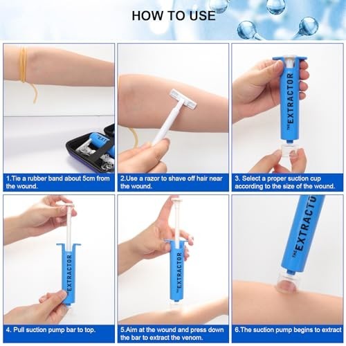 Emergency Snake Bite & Bee Sting Kit – Venom Extractor Suction Pump for First Ai
