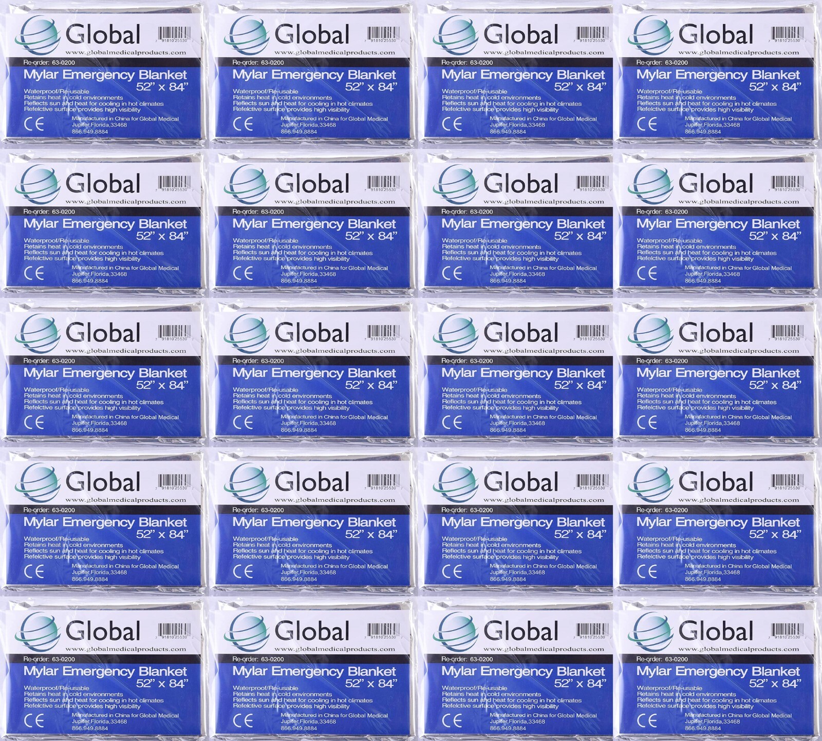 20 PACK • Emergency Solar Blanket Survival Safety Insulating Mylar Thermal Heat