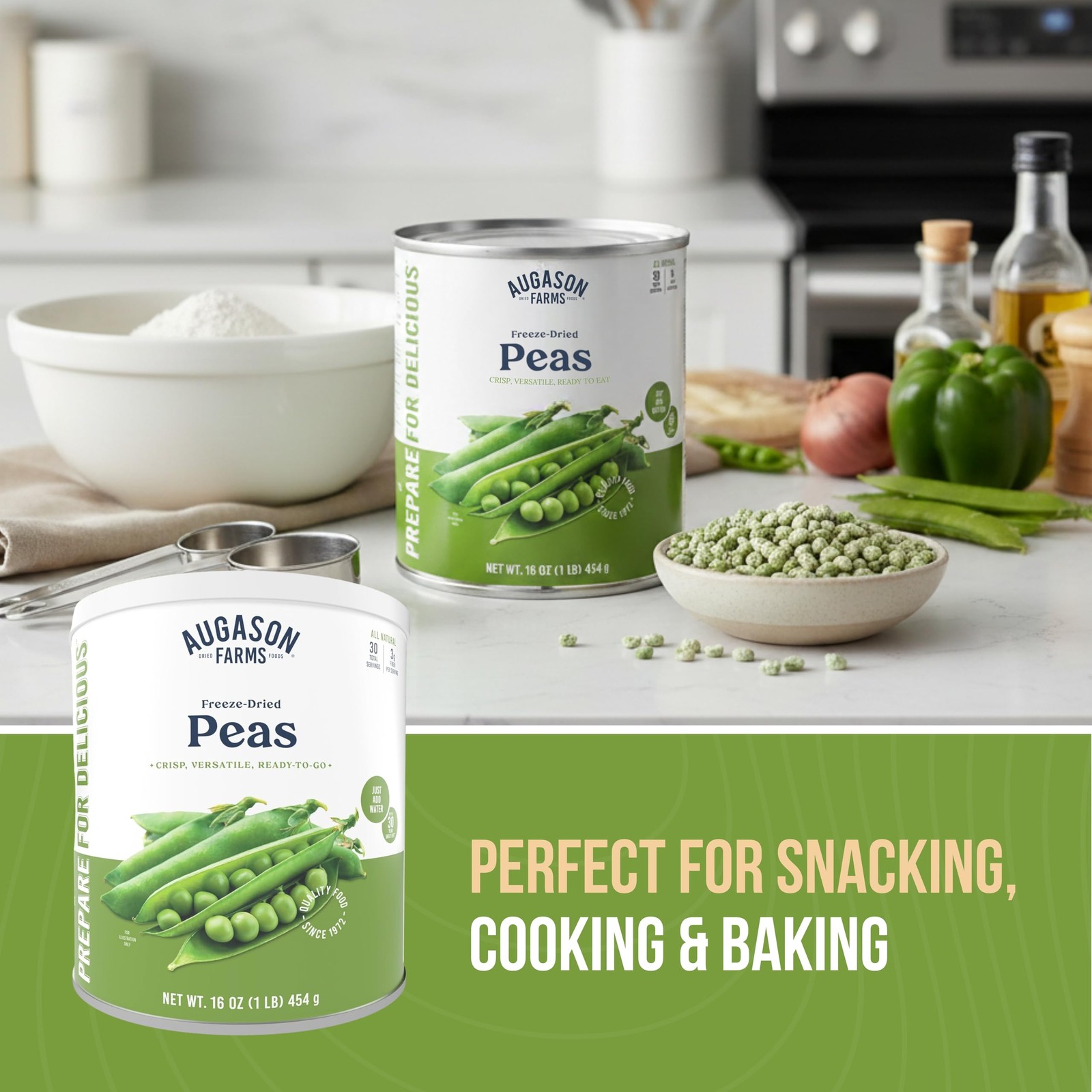 Augason Farms Freeze-Dried Peas Emergency Food Supply, 16 Ounce (Pack of 1)