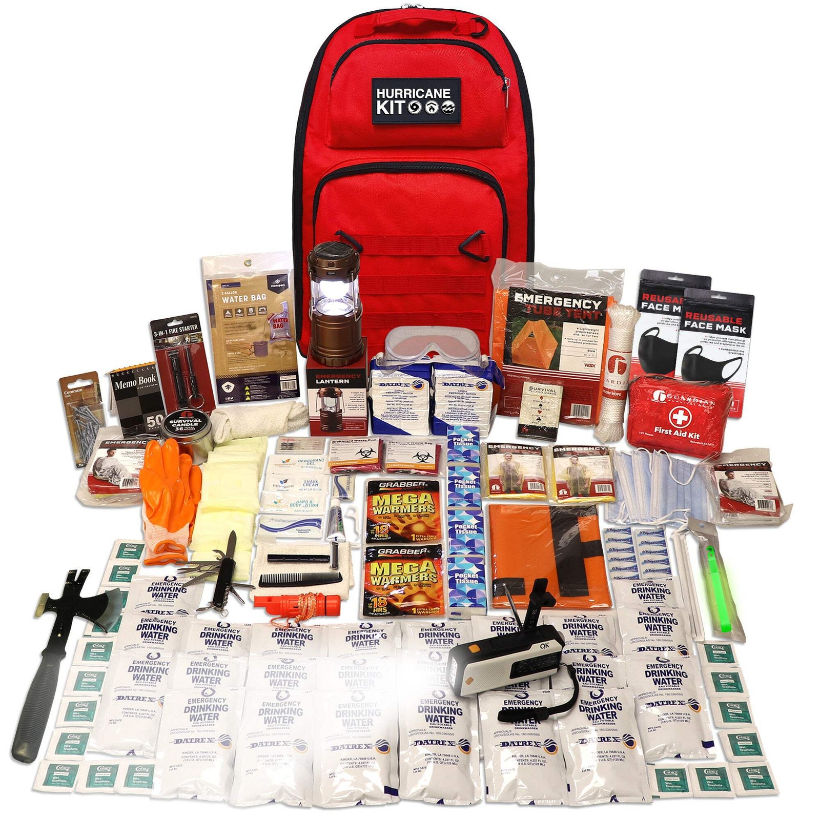 1 Person Hurricane Kit – Quake Kits – First Aid, Shelter, Tools, Signaling Survi