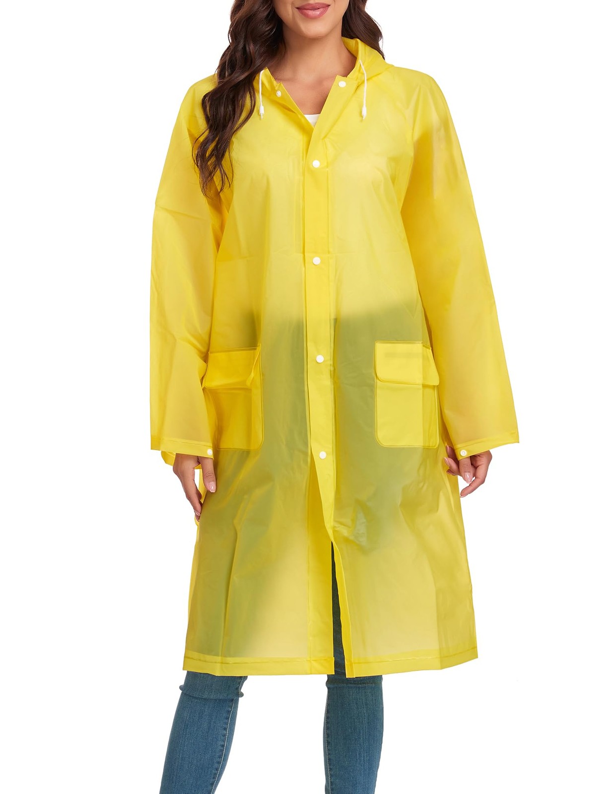 Reusable Portable Waterproof EVA Long Raincoat Poncho Hoods Men Women