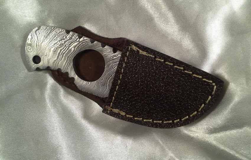 Beautiful Damascus Steel Hawkbill Karambit Knife w/ Belt Loop Leather Sheath