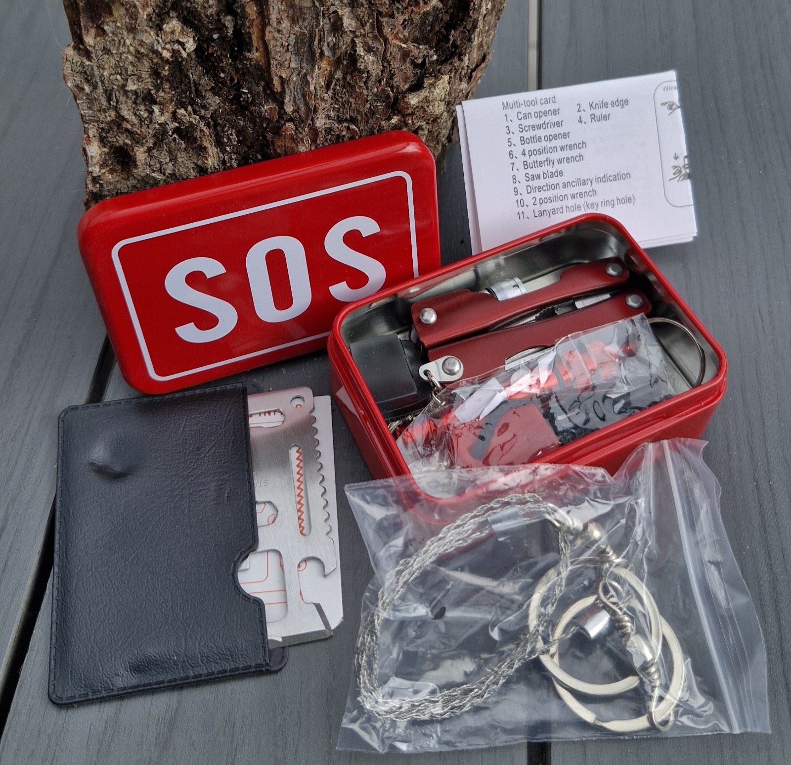 Survival set SOS 7 pcs outdoor box BW multitool emergency box emergency set outdoor box