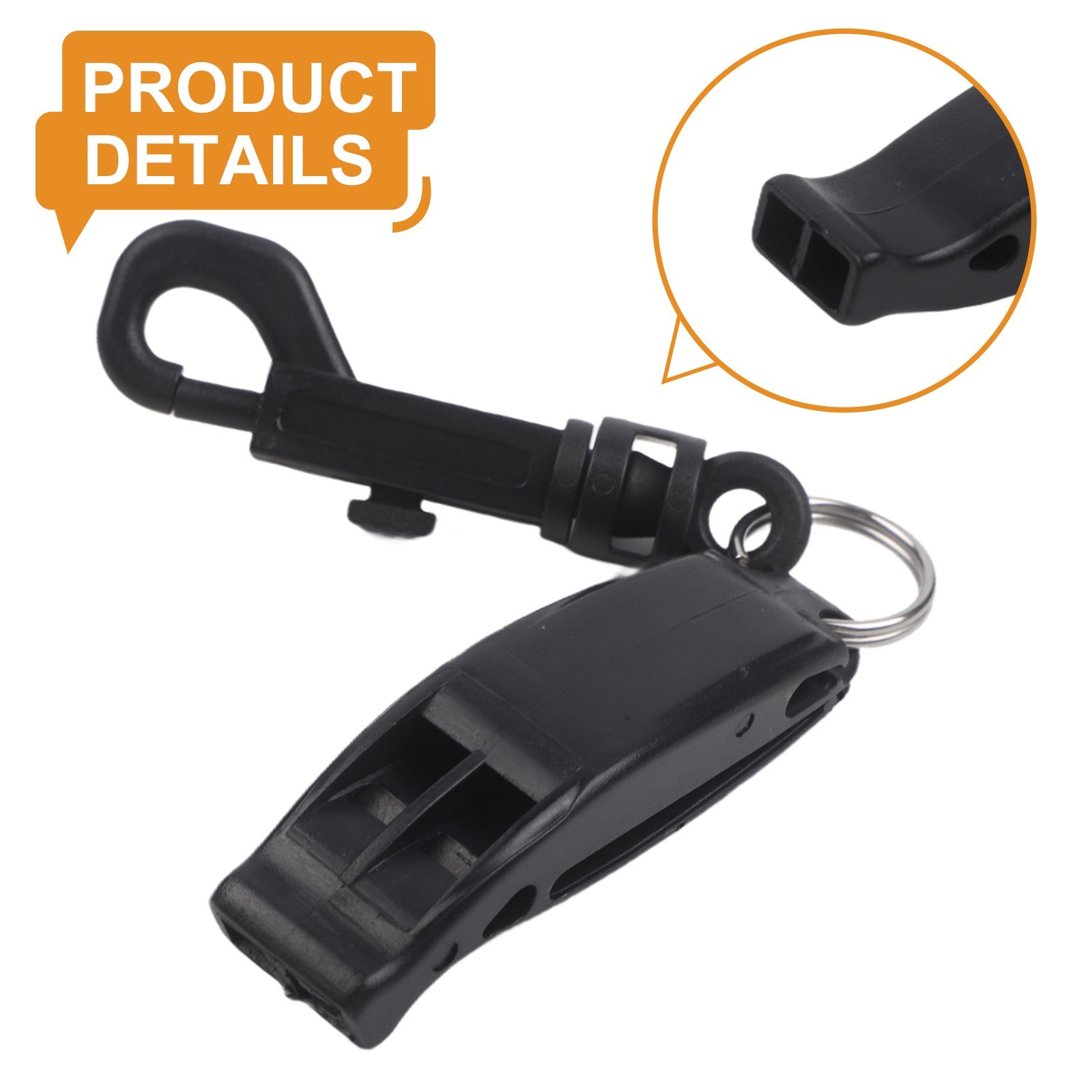Survival whistle for hiking and camping with secure nylon lanyard hole