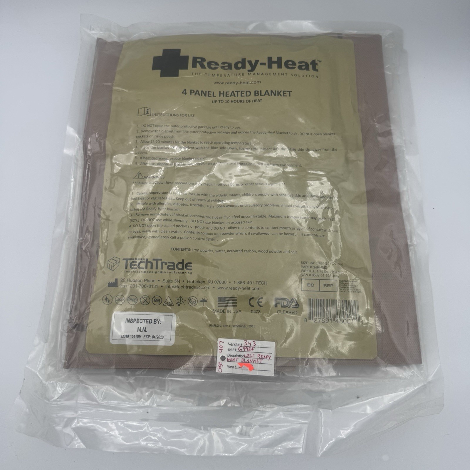 Ready Heat Tech Trade 4 Panel Emergency Heating Blanket 34″ x 48″ – One Unit