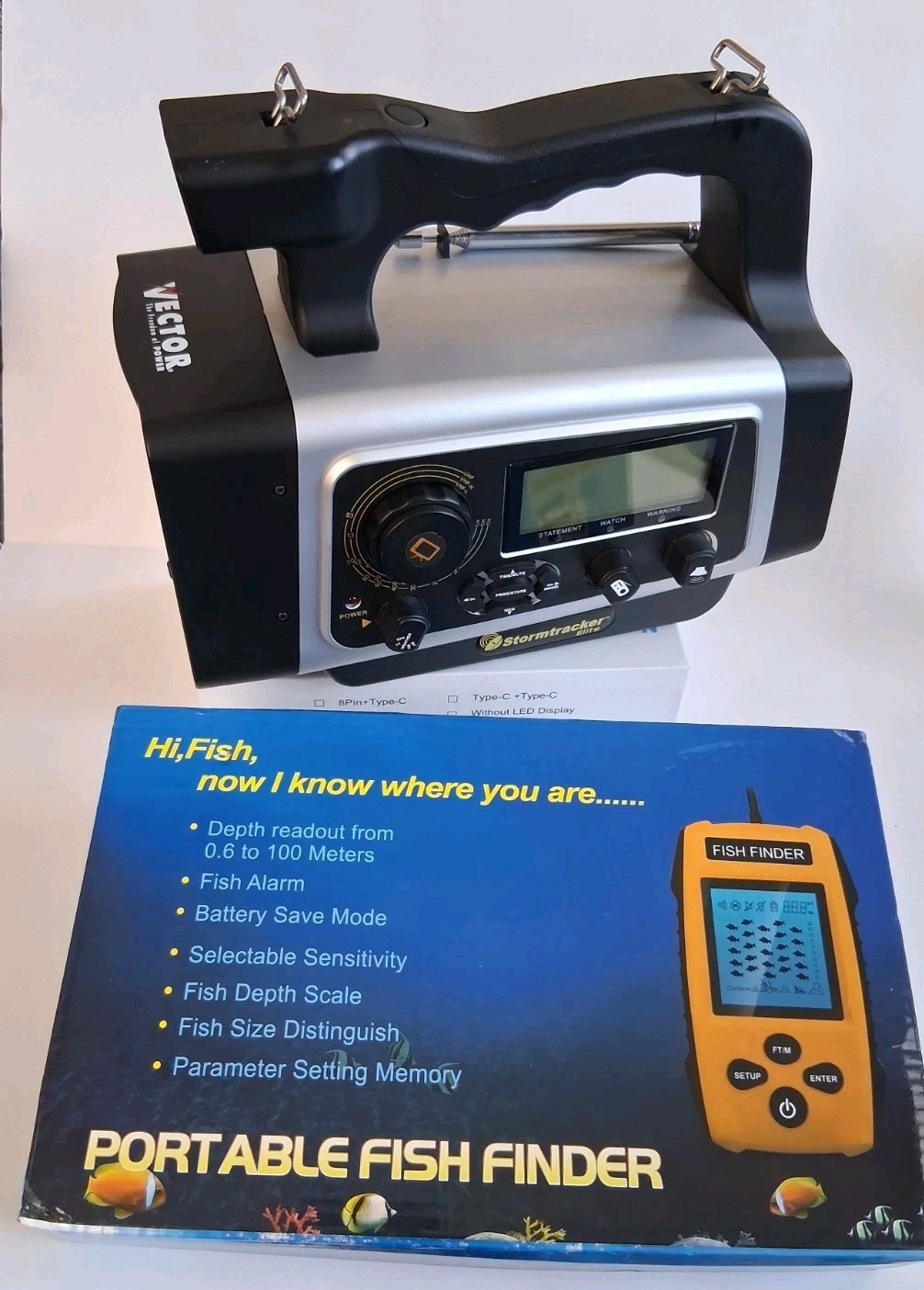 Vector Portable Power Radio TV Flashlight + Portable Fish Finder Bundle NEW